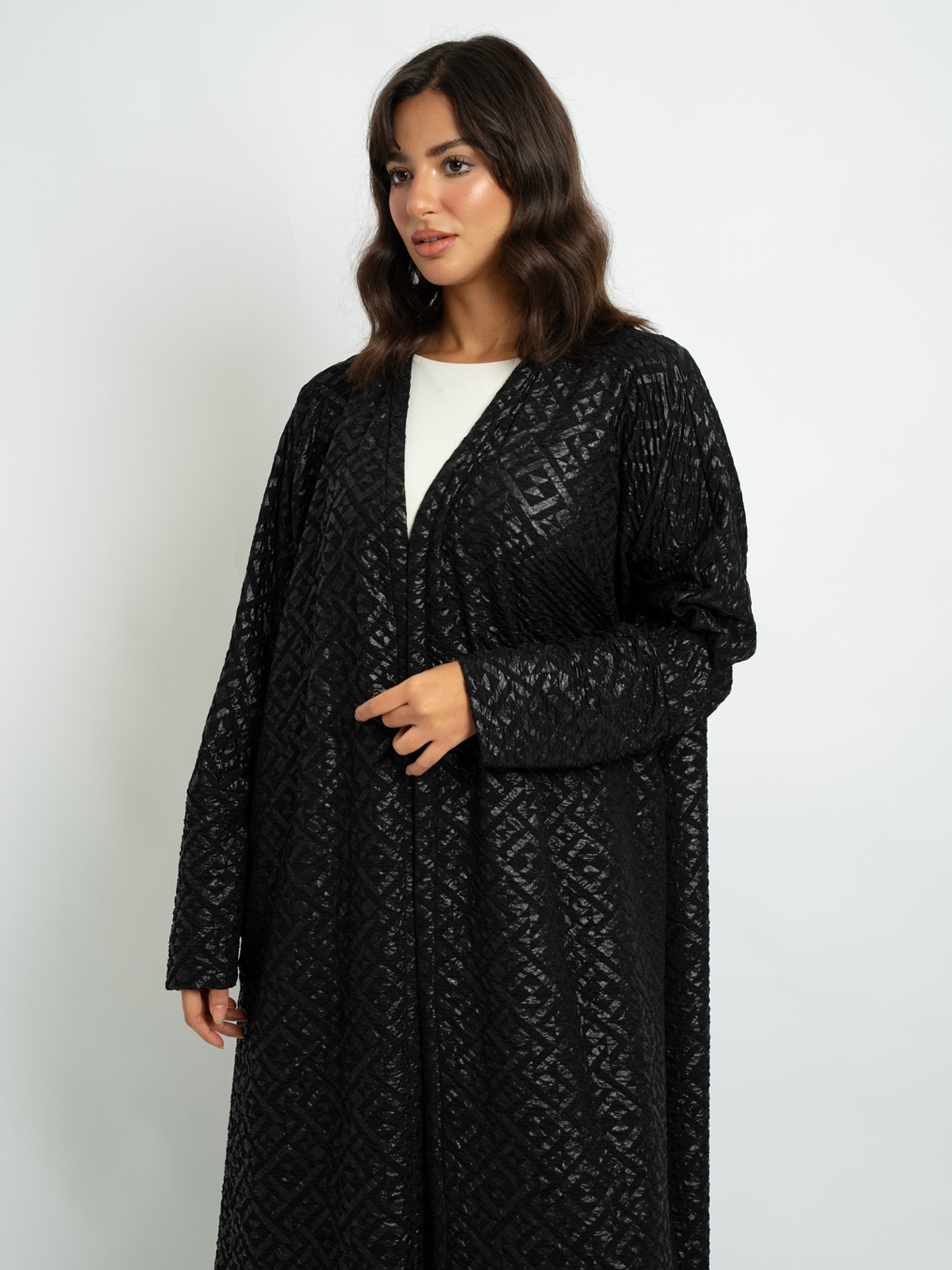 Black - Crystals Half Bisht Abaya
