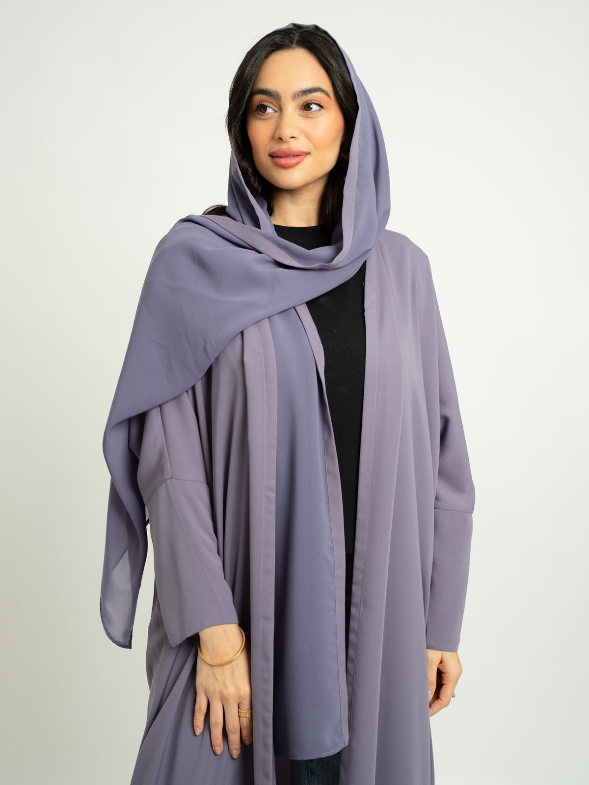 Purple Half Bisht Abaya