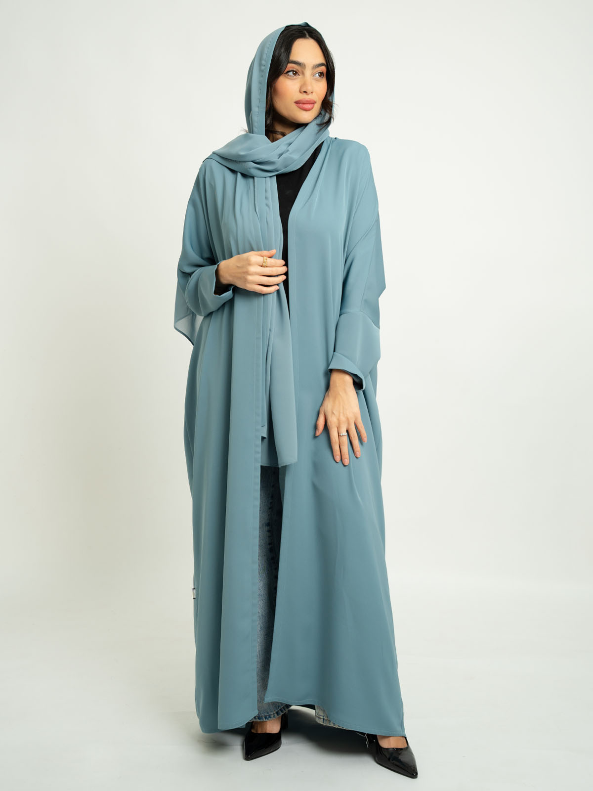 Blue Half Bisht Abaya