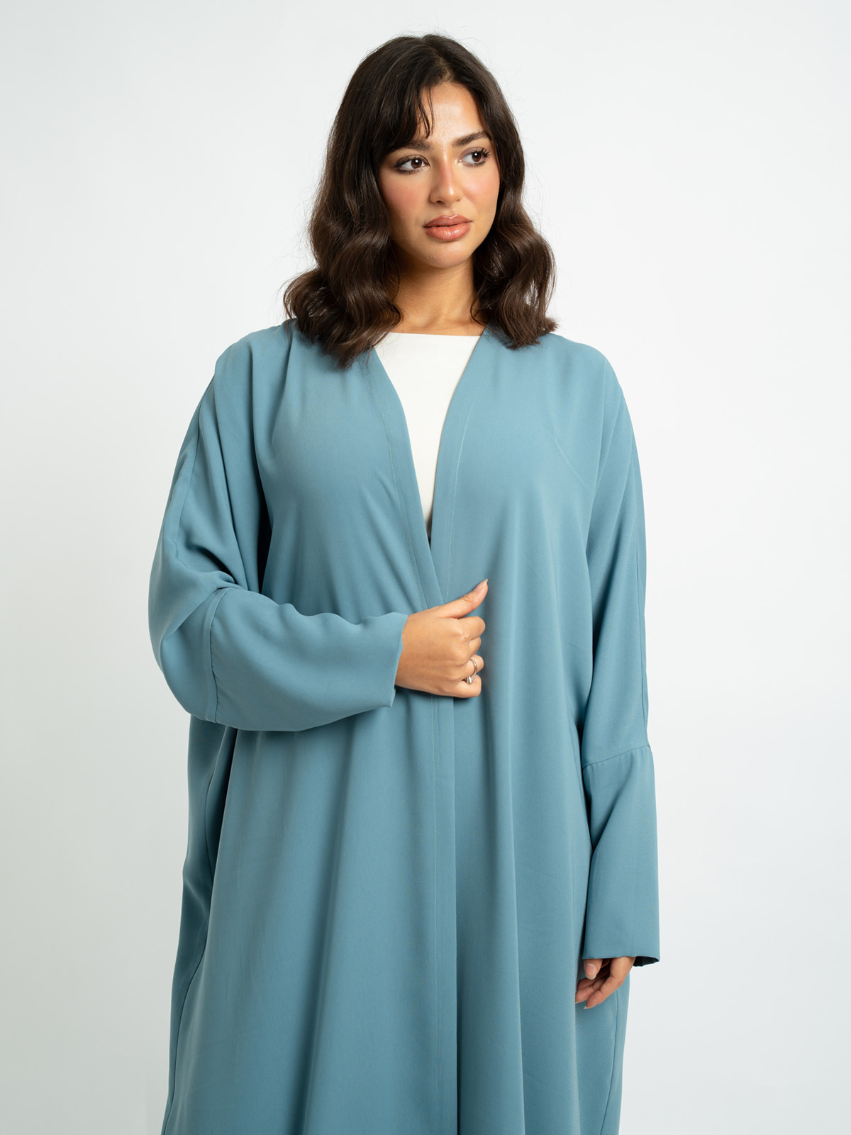 Blue - Crepe Half Bisht Abaya
