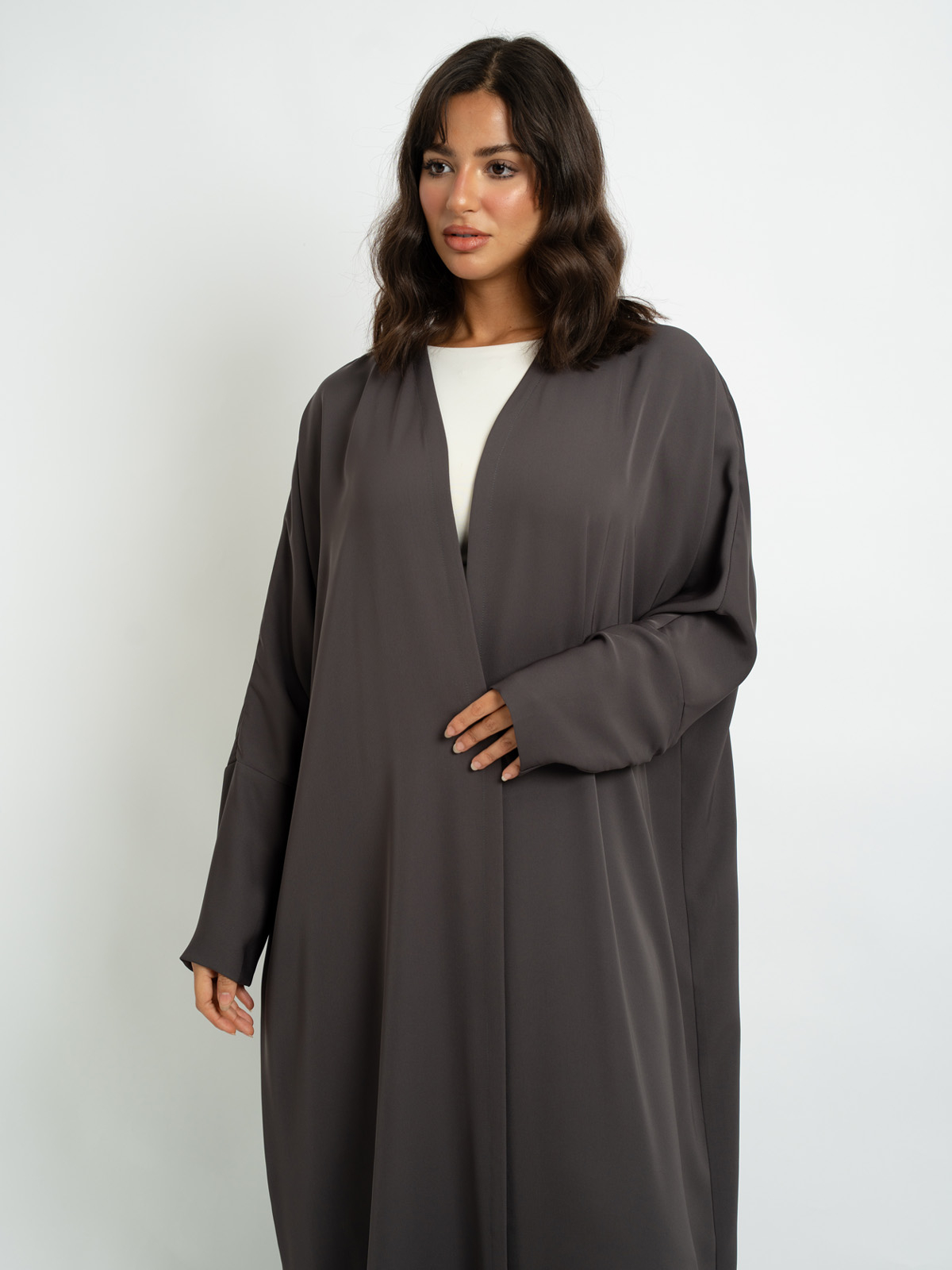 Mocha - Crepe Half Bisht Abaya