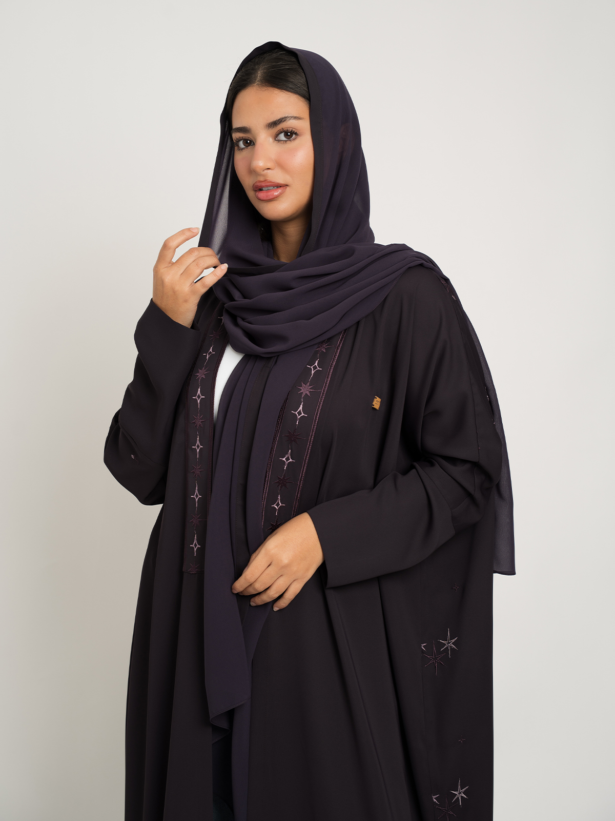 Mauve Shining Stars Half Bisht Abaya