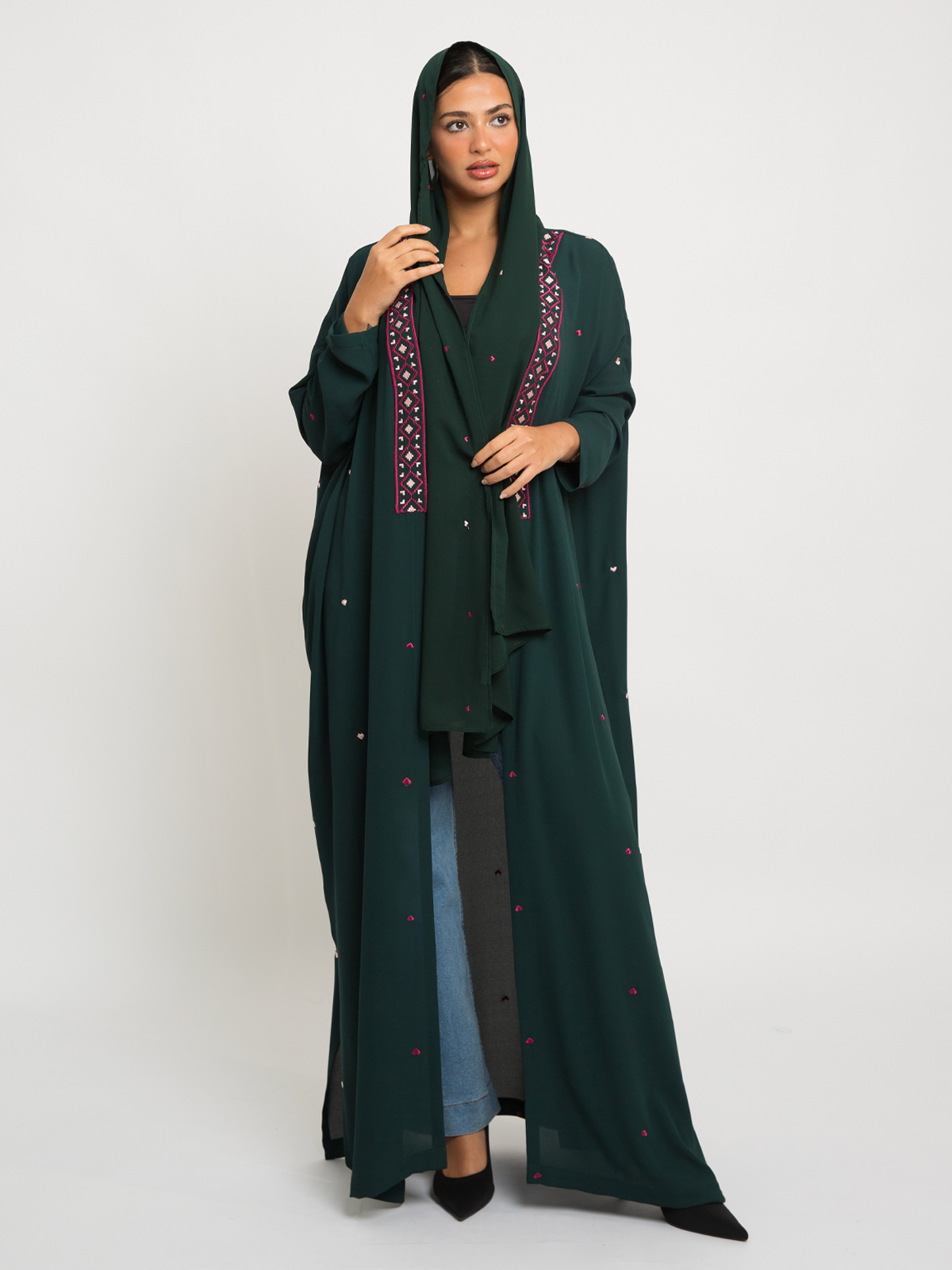 Our Generosity Green Wide-fit Tight Sleeves Abaya