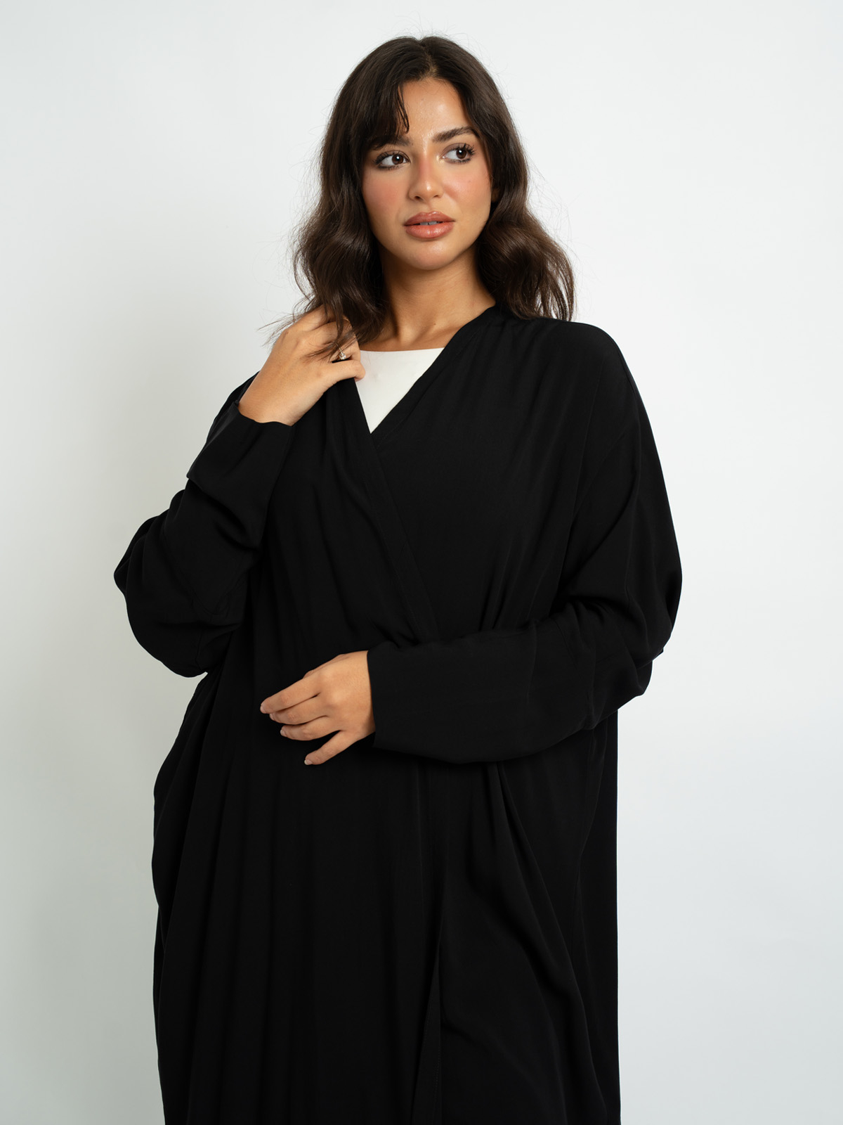 Black - Rayon Half Bisht Abaya