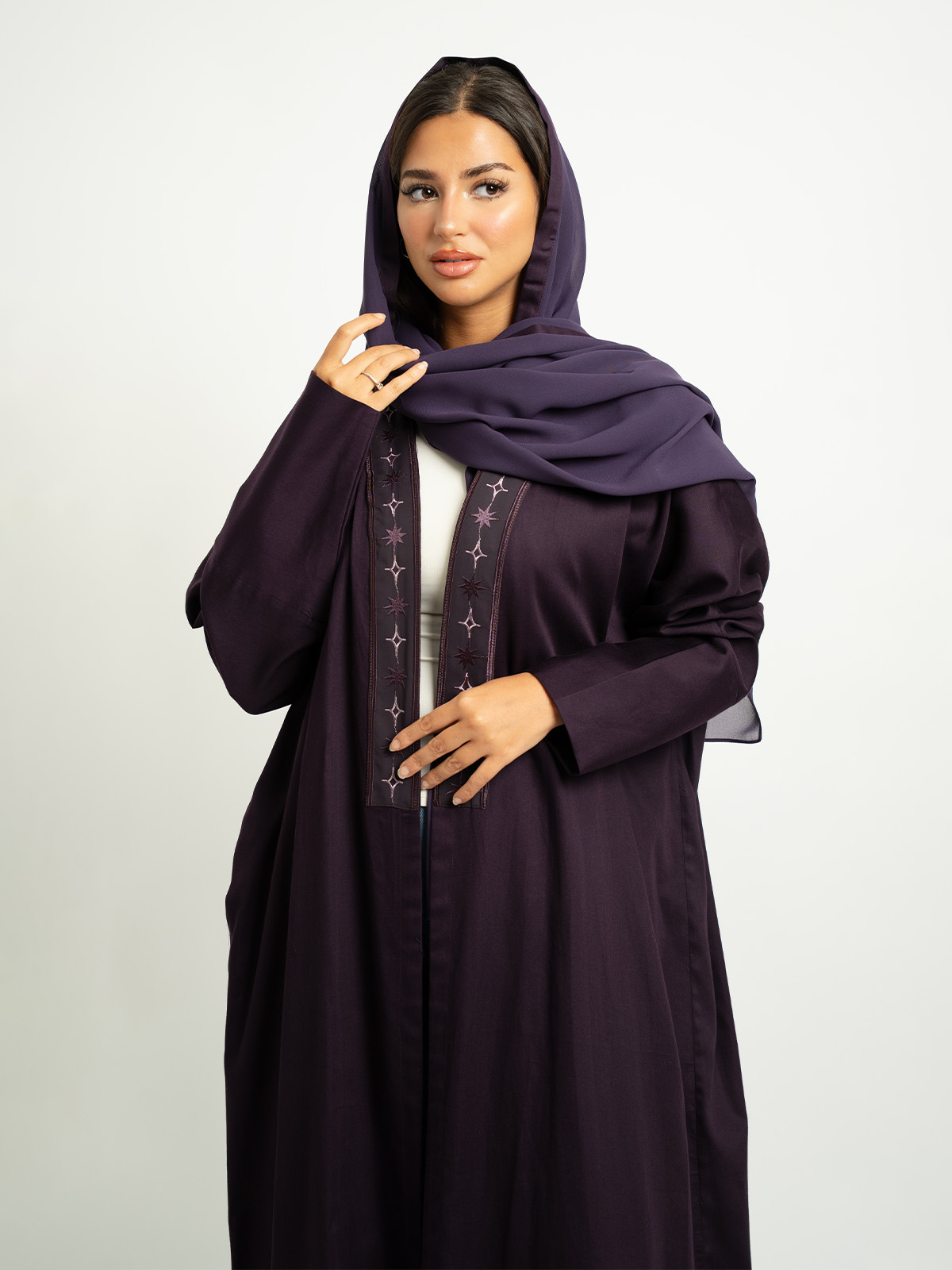 Purple Half Bisht Pleiades Abaya 