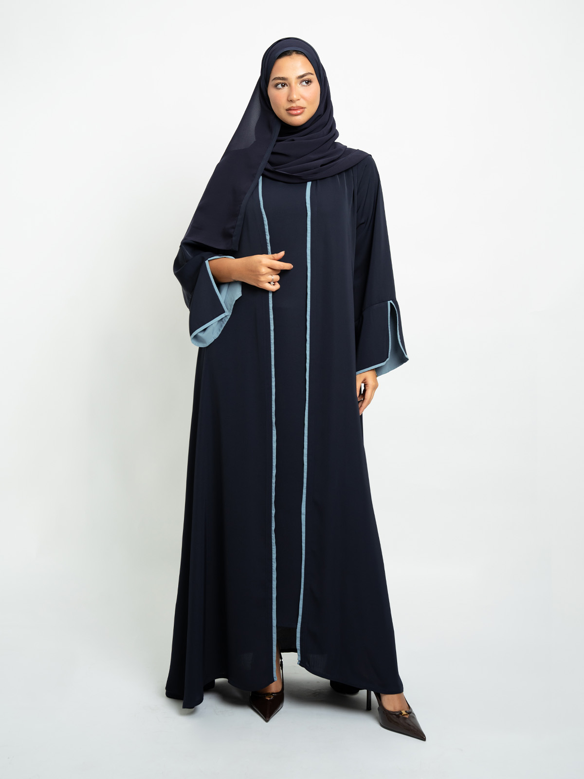 Navy A-Cut Abaya With Matching Dress