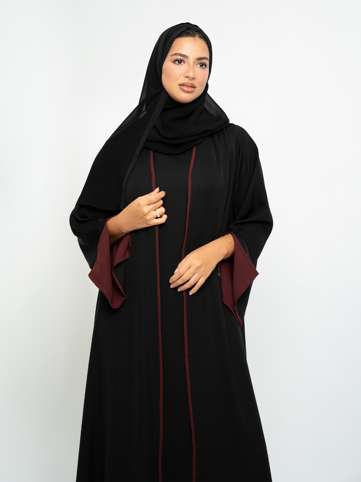 Black A-Cut Abaya With Matching Dress