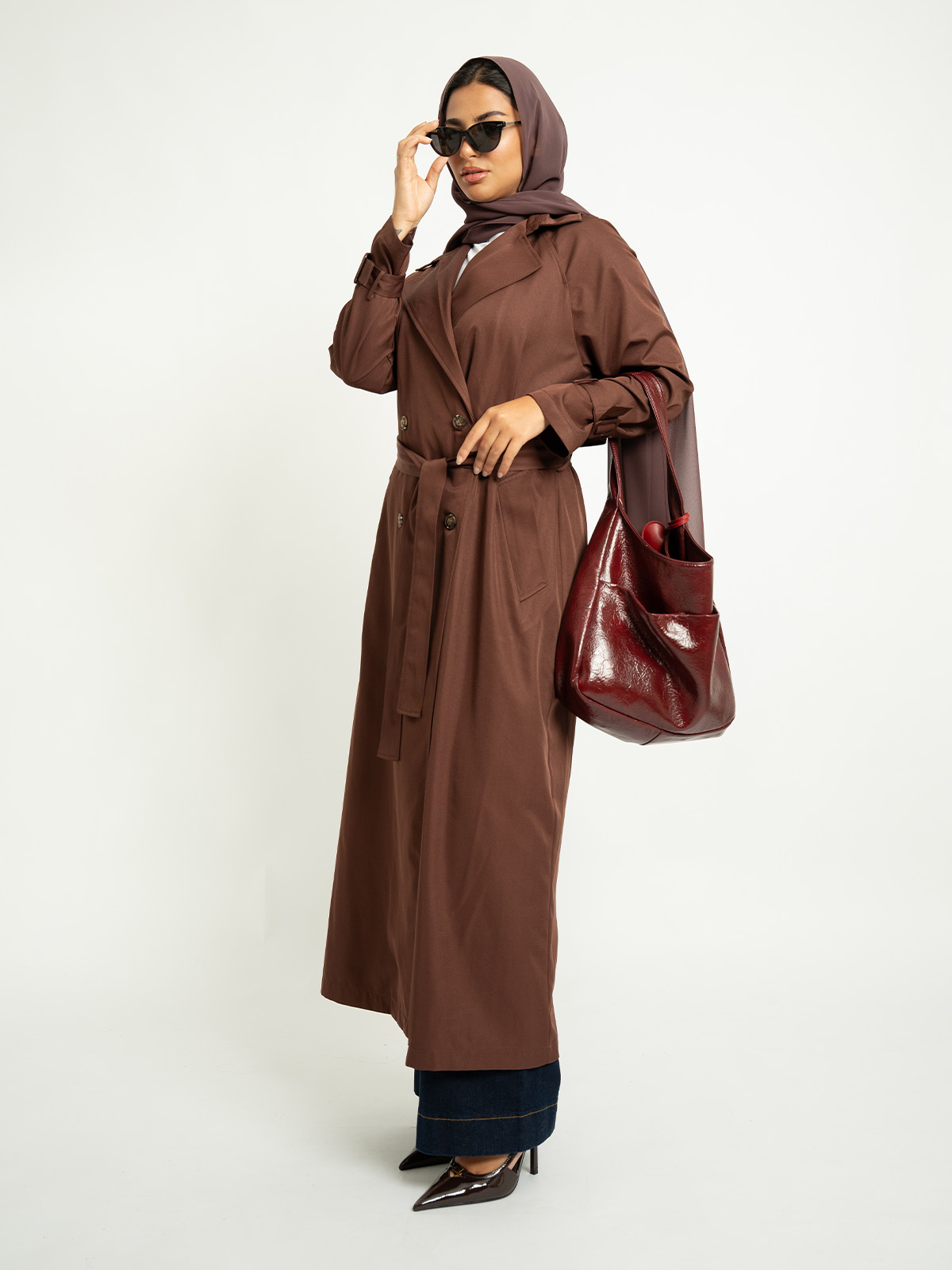 Chocolate Brown Trench Abaya