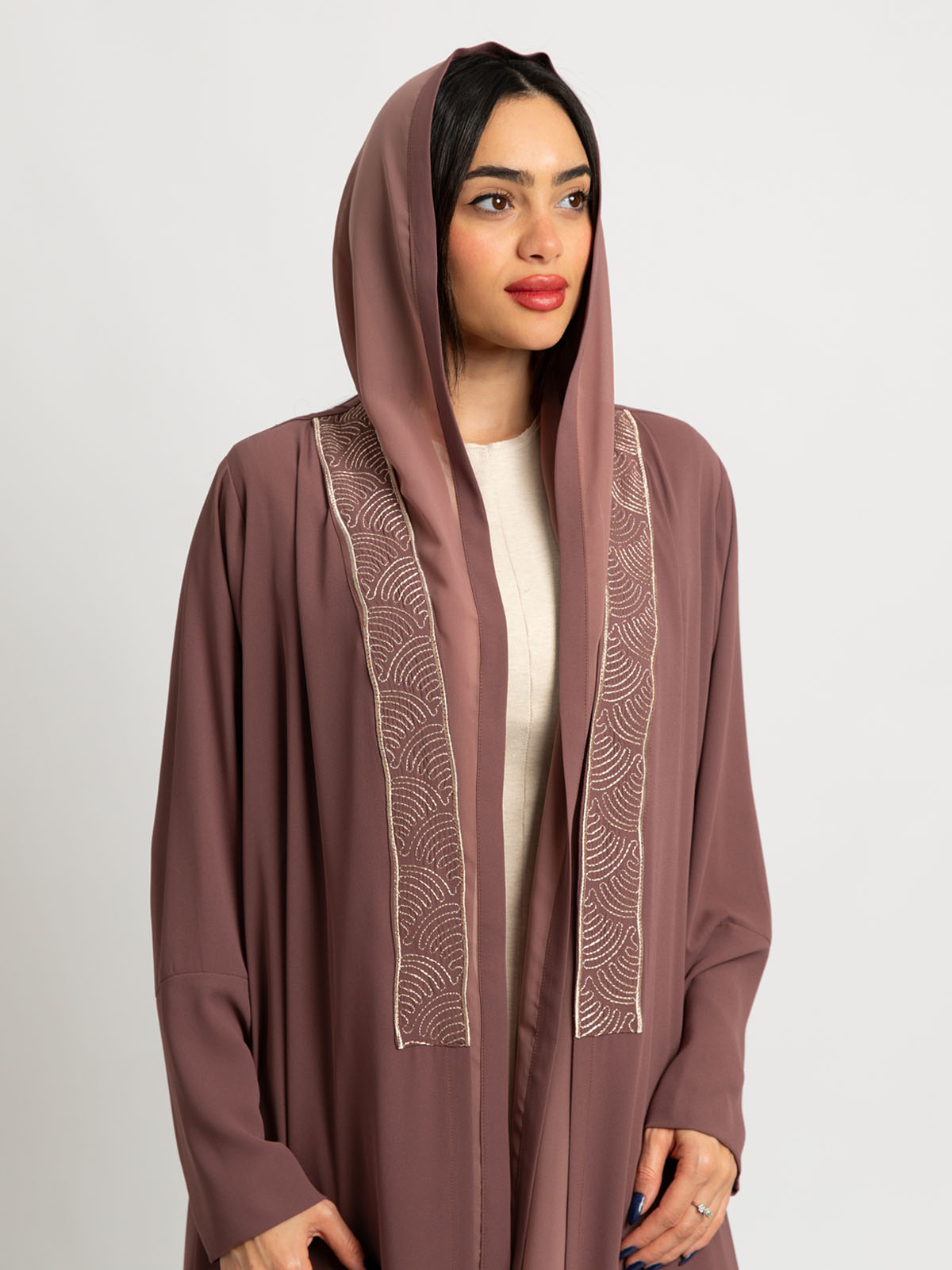 Dusty Brown Wiggle Waves A-Cut Abaya