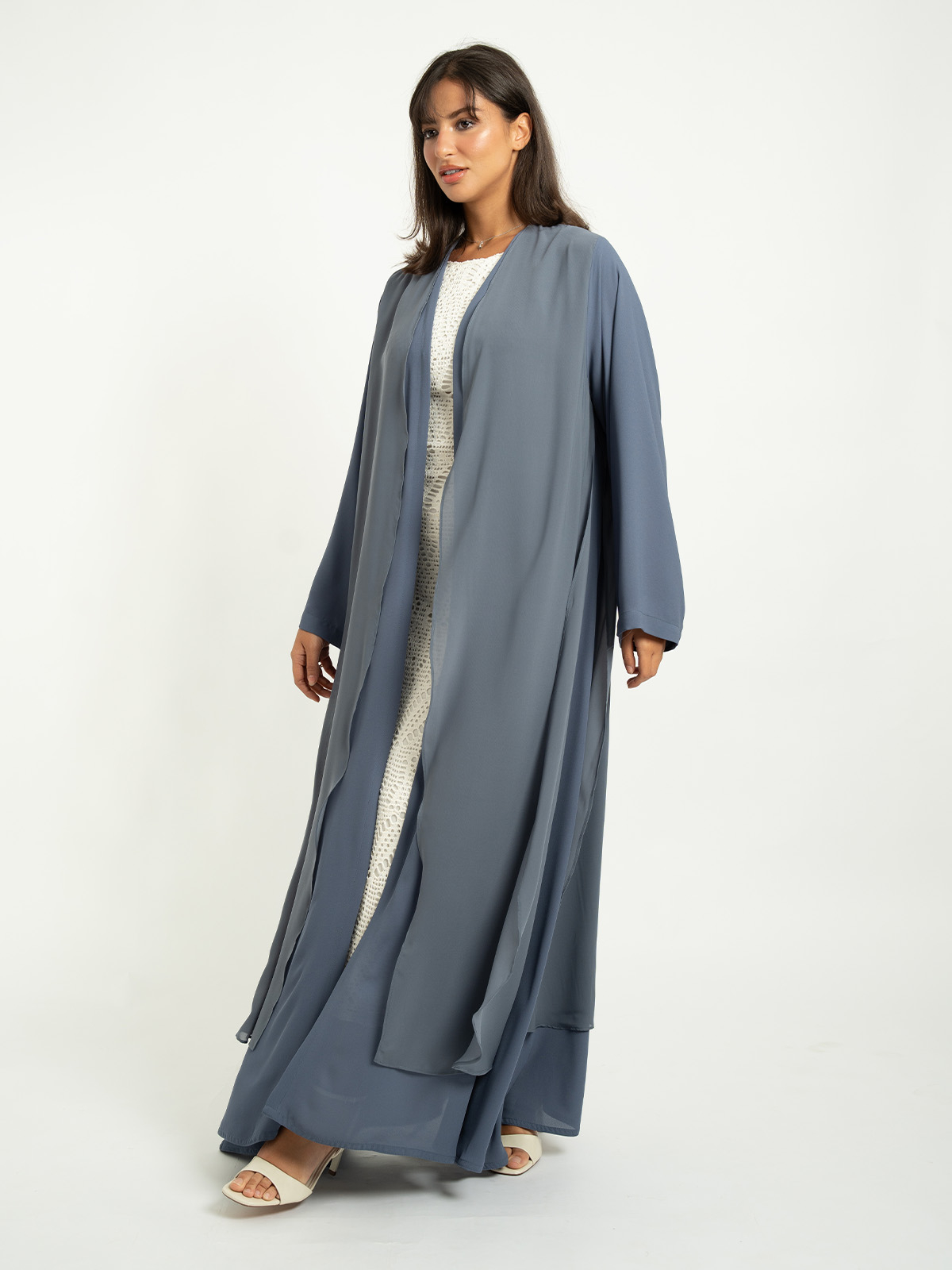 Gray Mist Layers A-Cut Abaya 