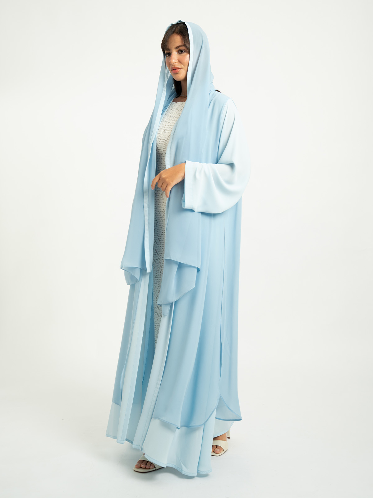 Blue Wind Layers A-Cut Abaya 