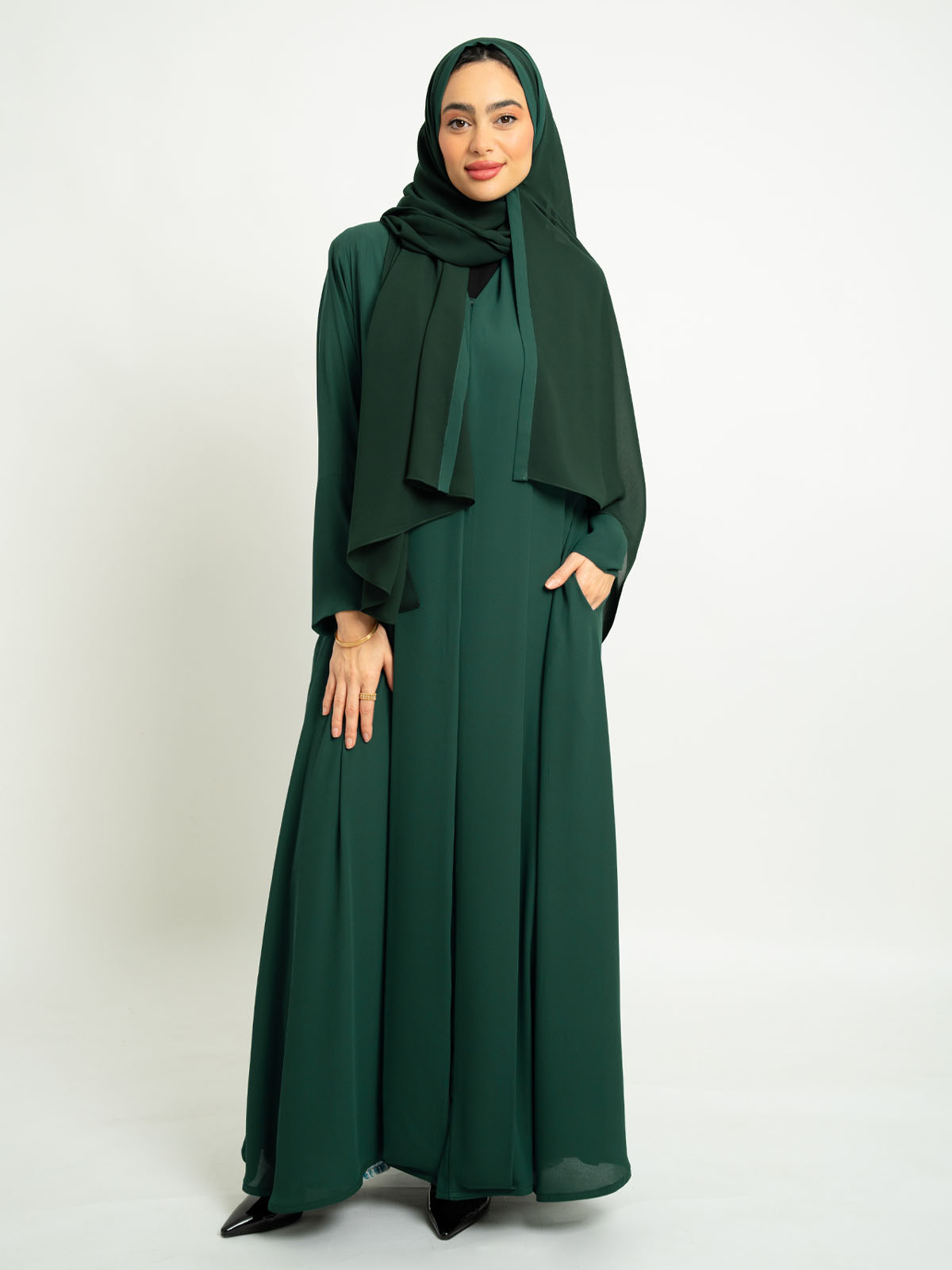 The Essential Green Closed A-Cut Abaya