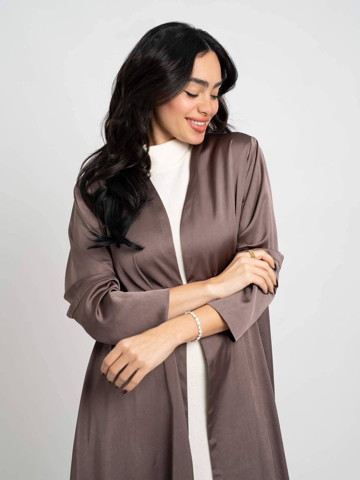 Shiny Brown A-Cut Abaya