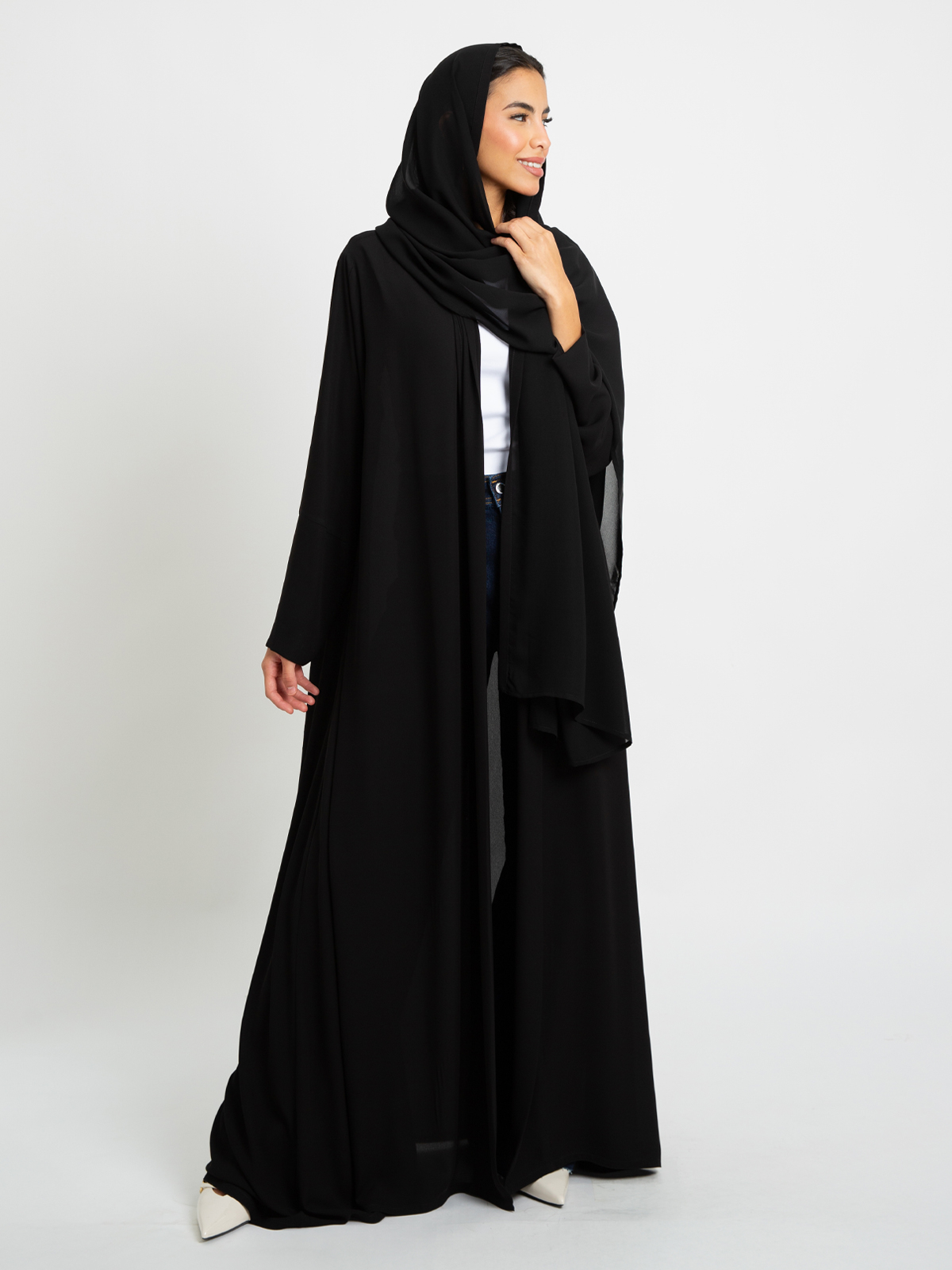 Black A-Cut Open Abaya