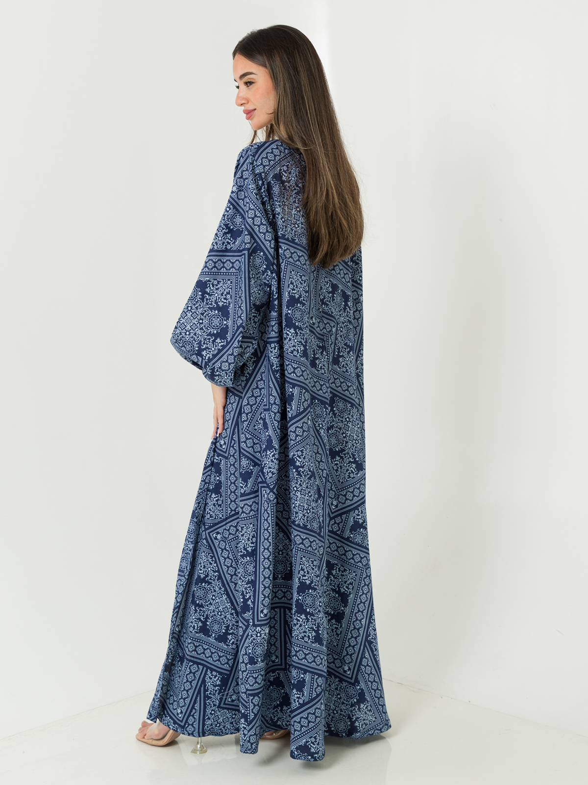 Navy Bandana Puffed Sleeves Abaya