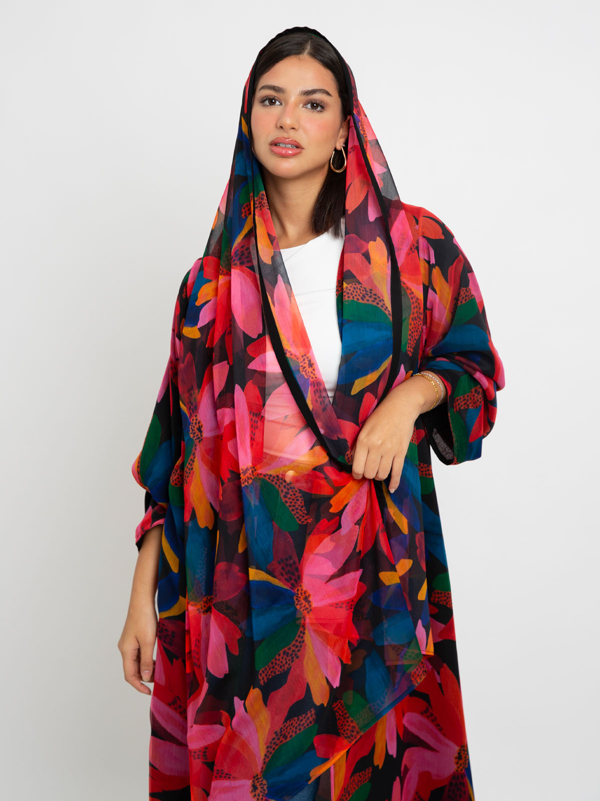Vivid Flora Double A-Cut Abaya