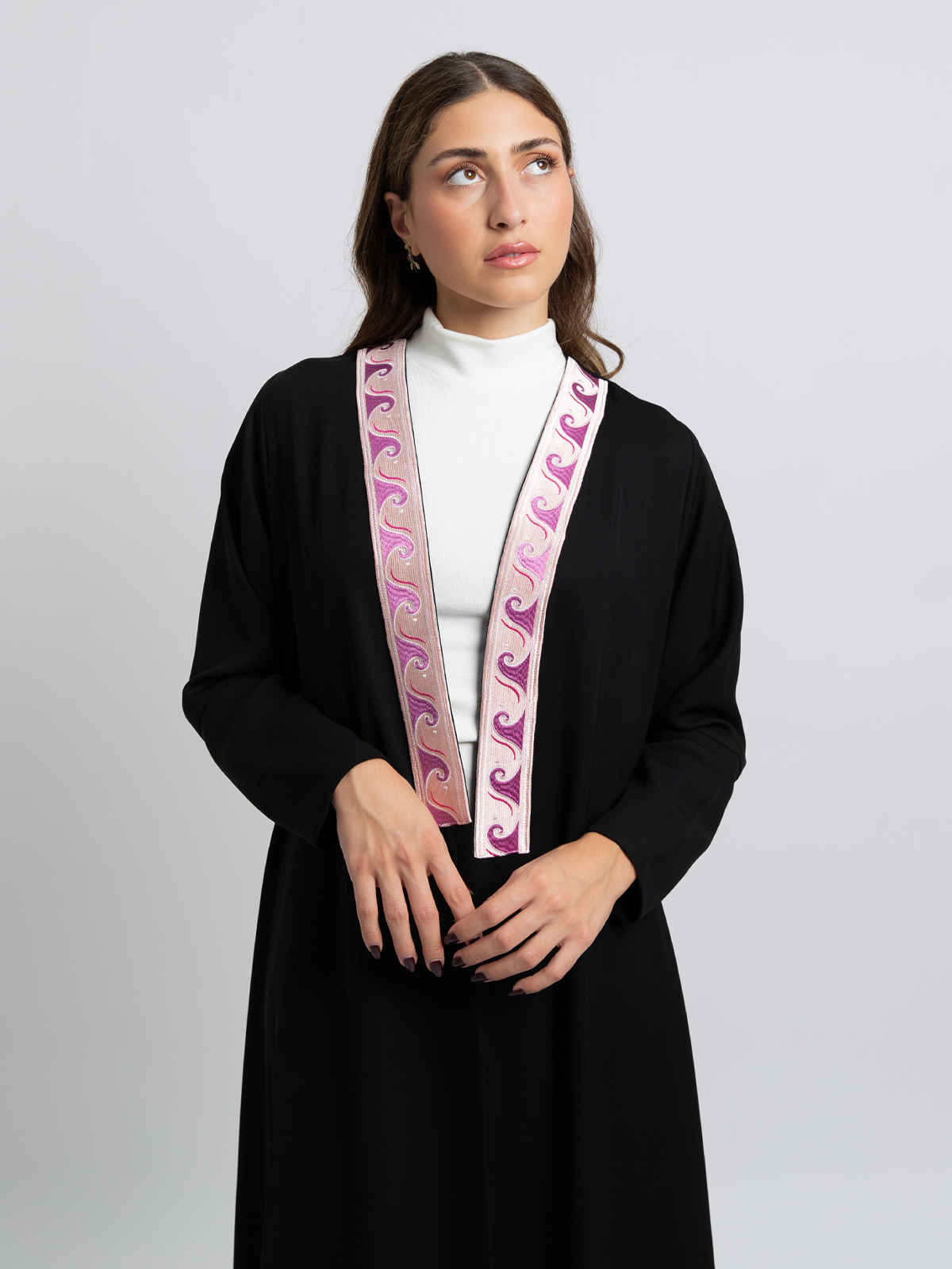 Pink Waves Black Abaya