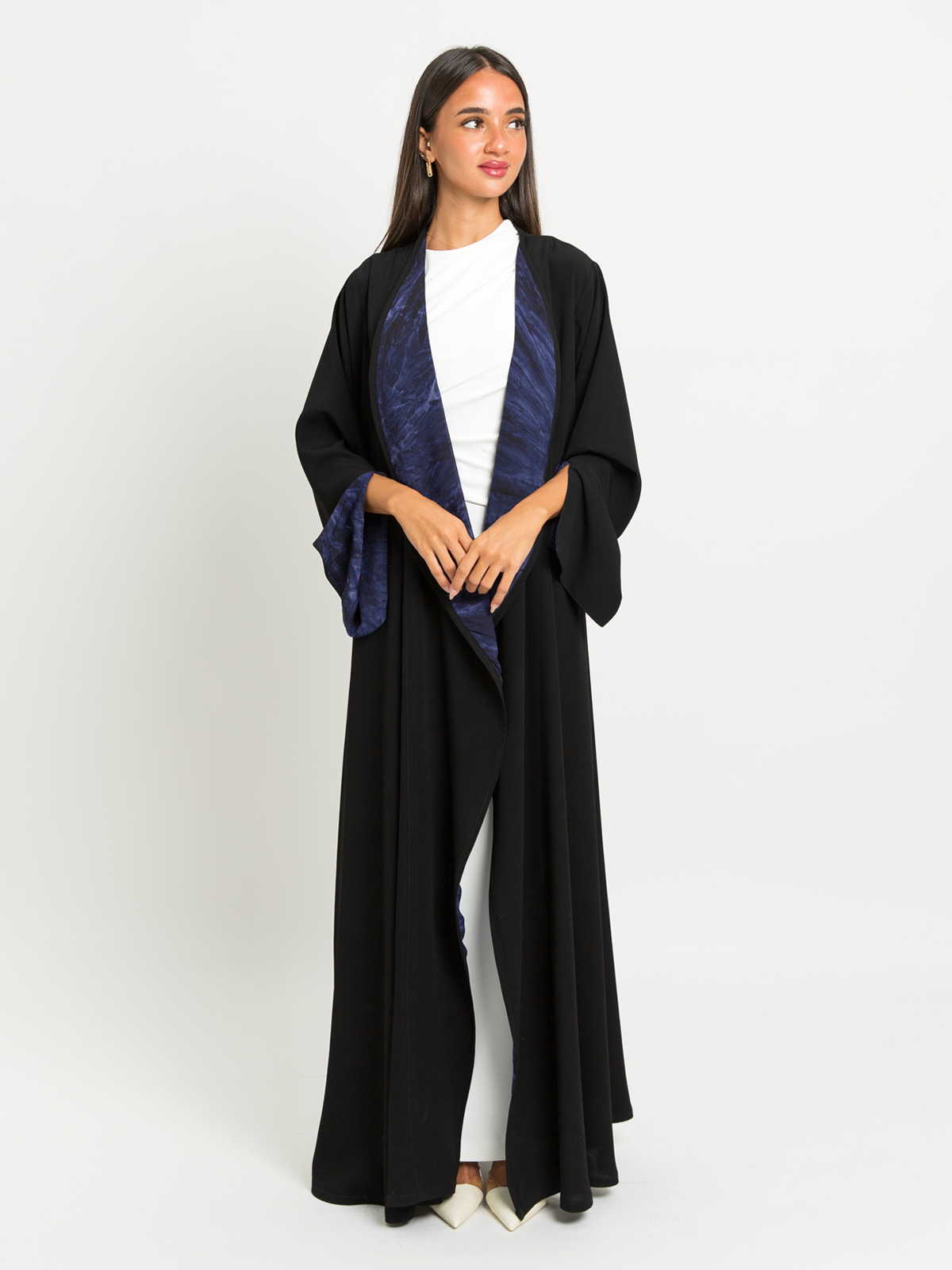 Black with Mauve A-cut Abaya