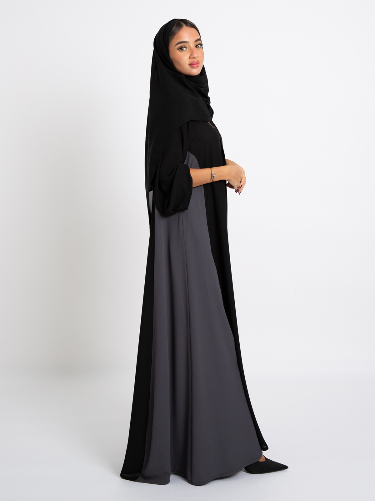 Black and Gray Princess Abaya