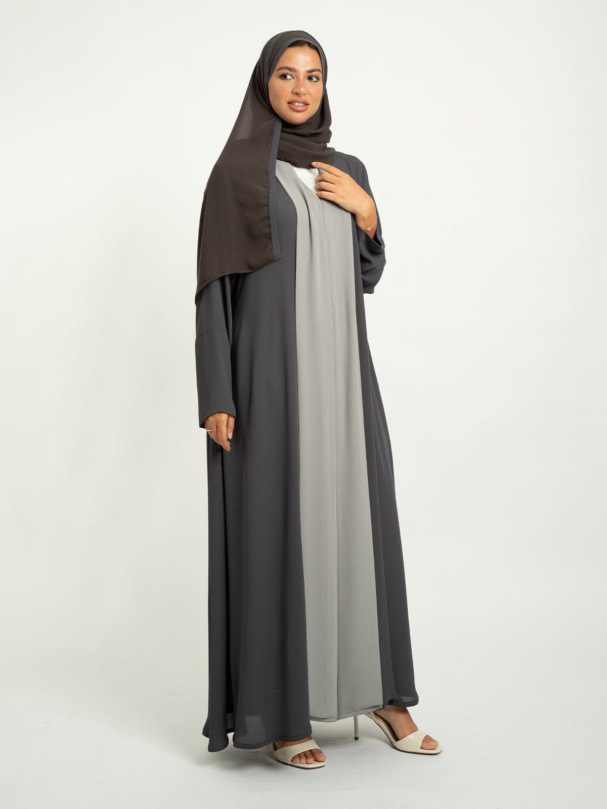 The Essential Shades of Gray Light Closed A-Cut Abaya
