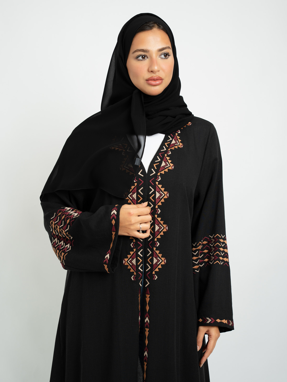 Black Boho Summer A-Cut Abaya