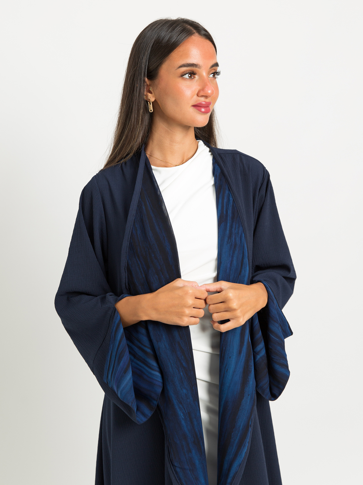 Navy with Blue A-cut Abaya