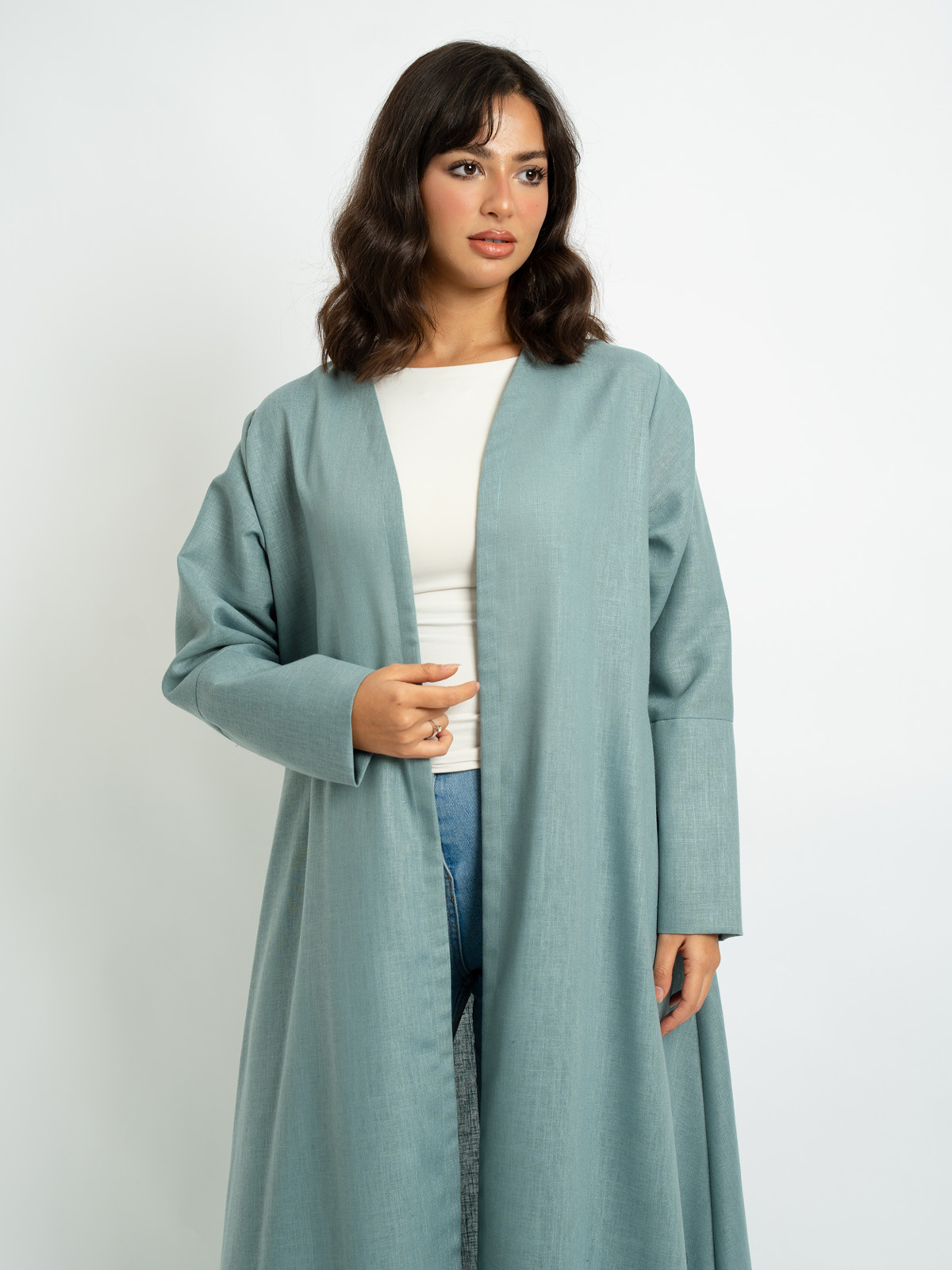 Blue - Linen A-Cut Abaya