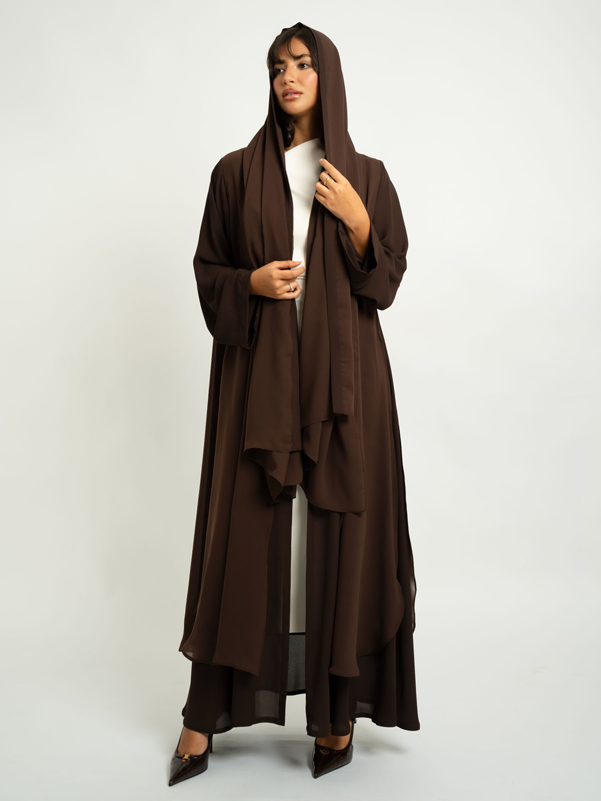 Brown Layers A-Cut Abaya
