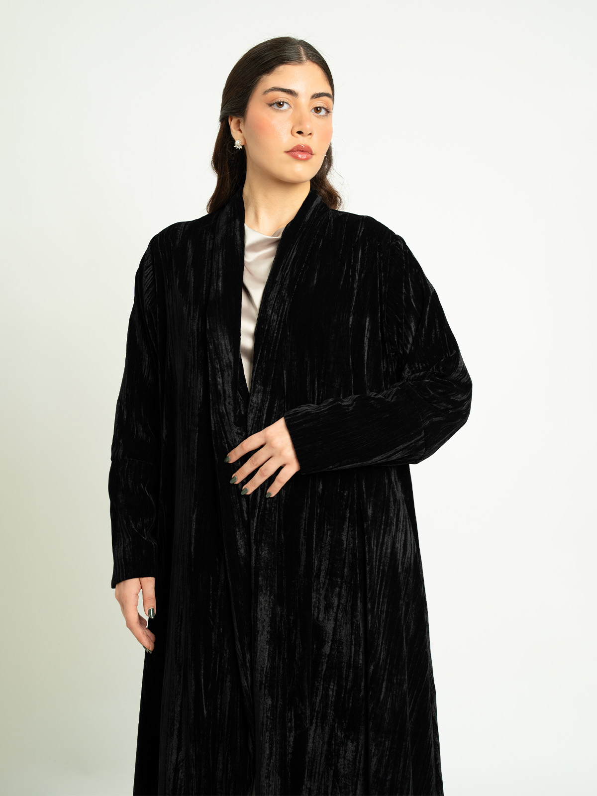 Indigo Blue Velvet A-Cut Abaya