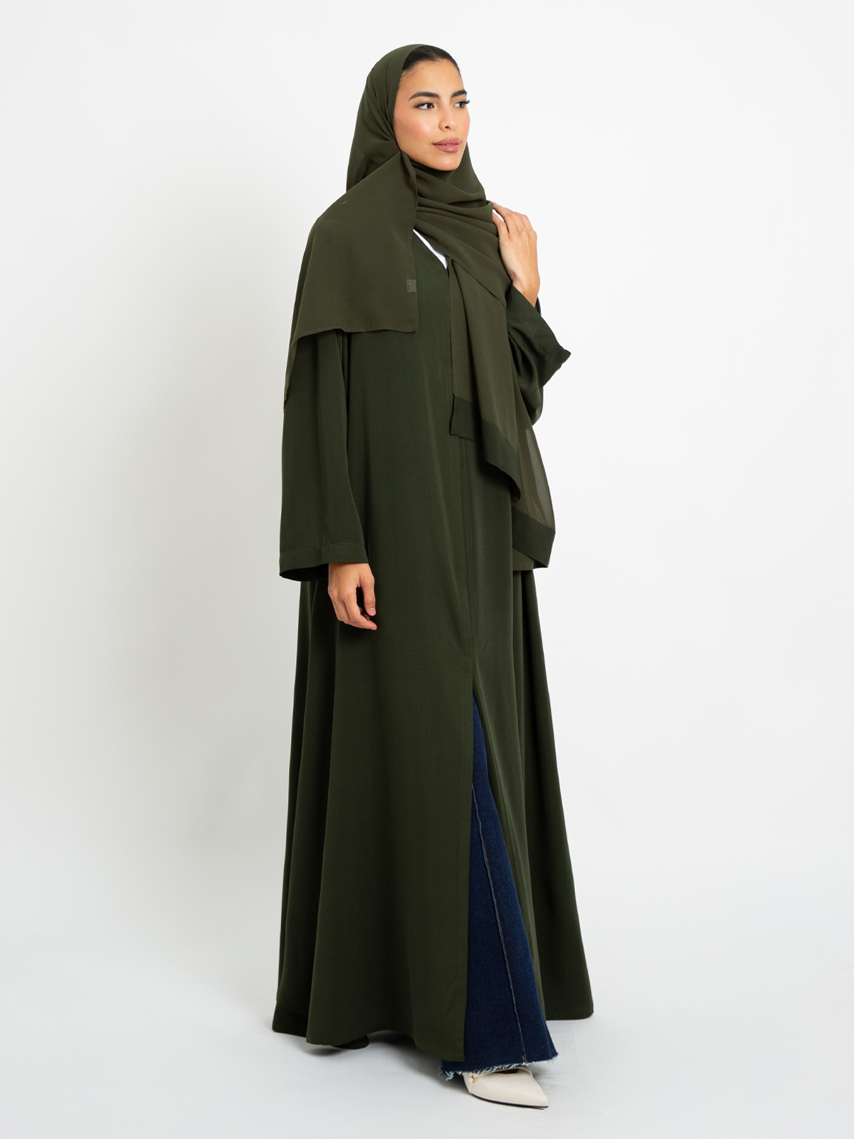 Olive A-Cut Closed Abaya