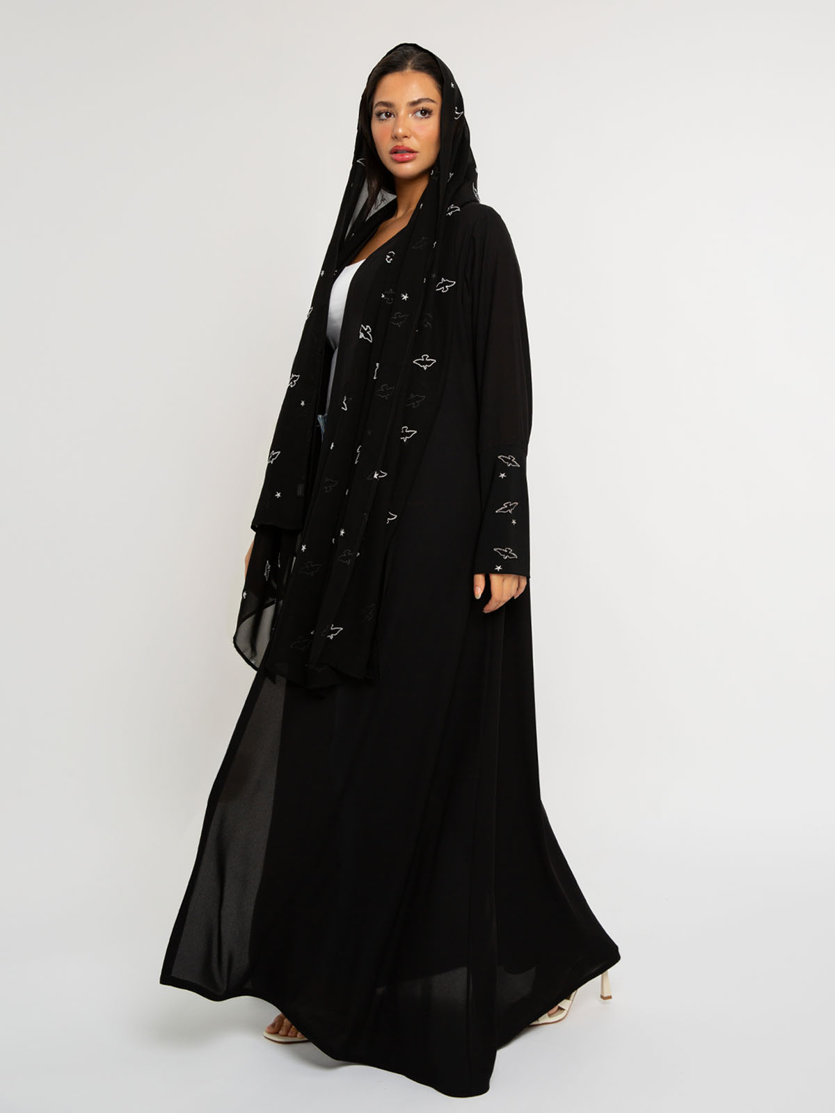 Black Peaceful Sky A-cut Abaya