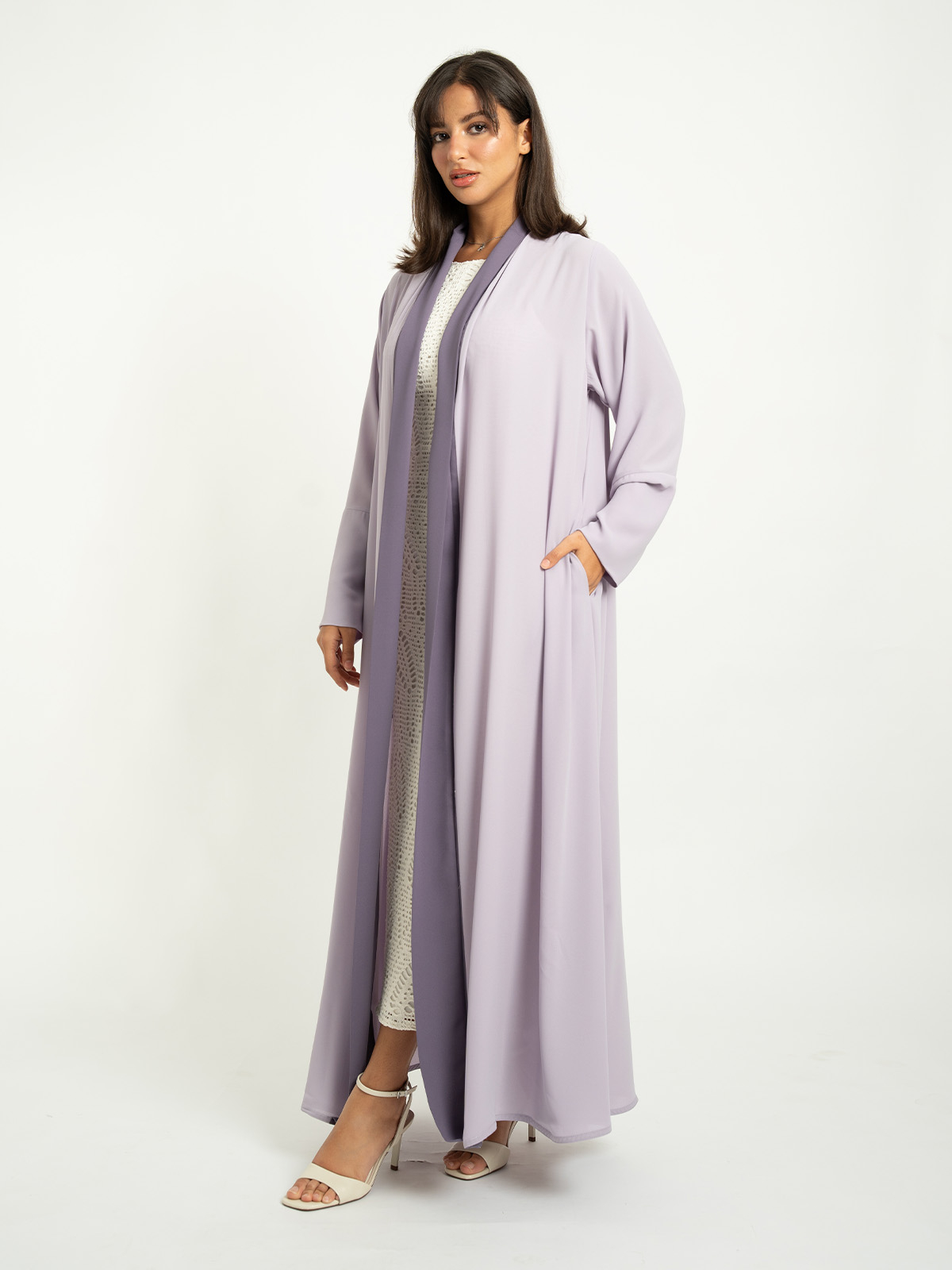  Shades of Lavender A-Cut with Collar Abaya