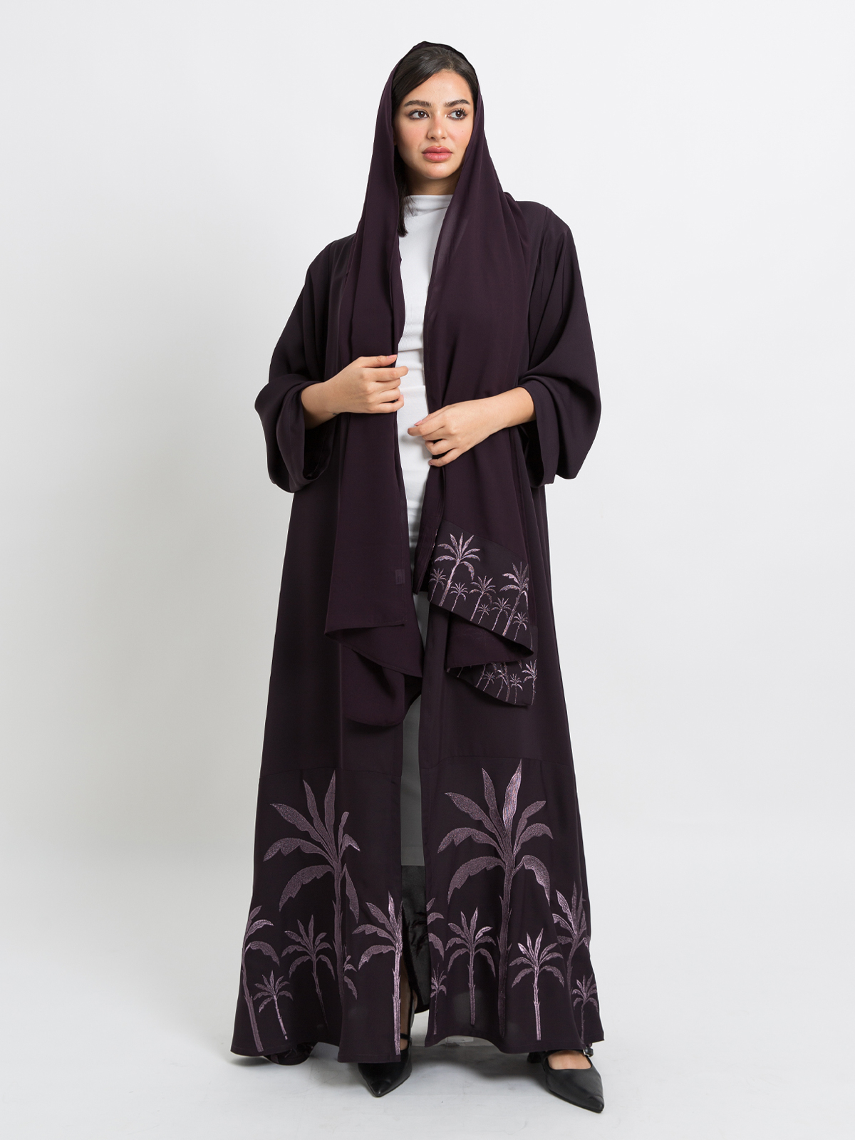 Mauve Wadi Alnakhil A-Cut Abaya