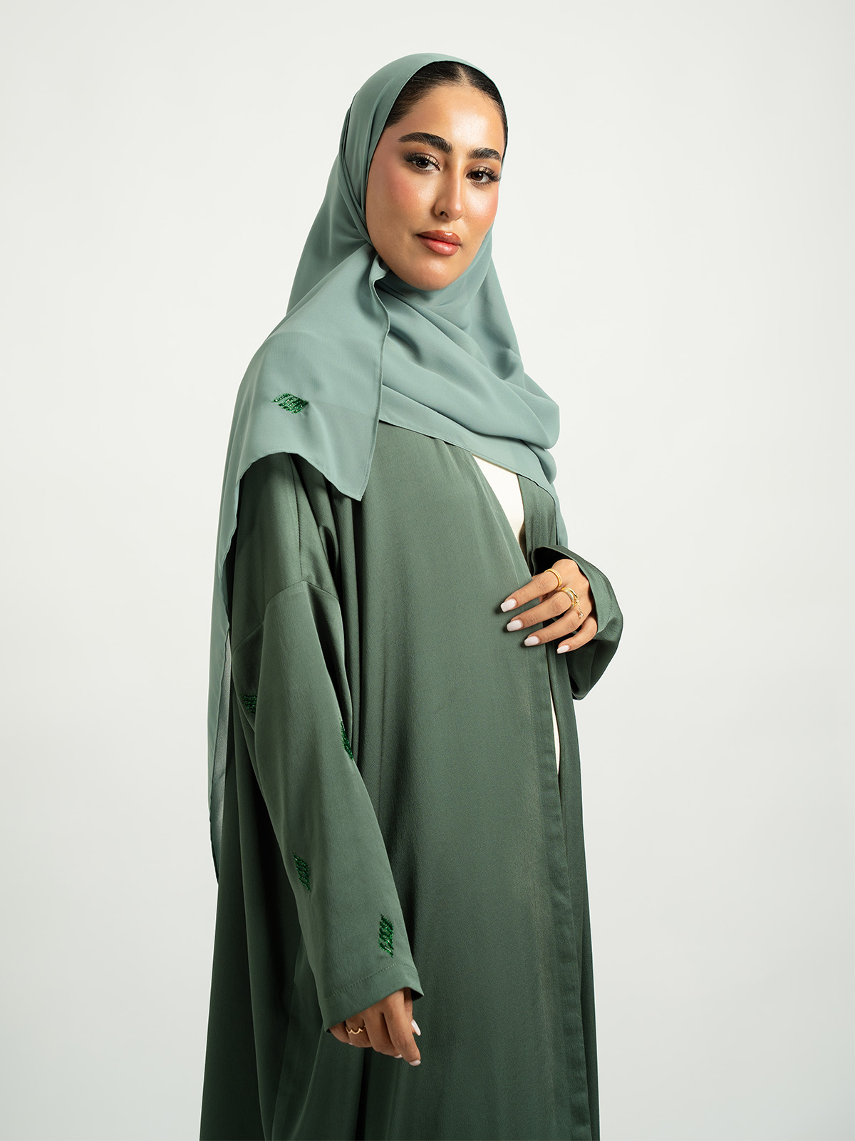 Green Khayal Wide-fit Tight Sleeves Abaya