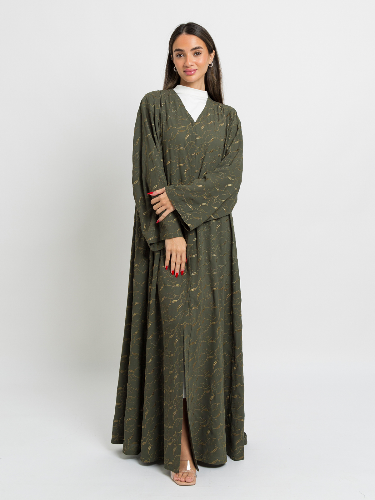 Olive Leaves Galaxy A-Cut Abaya