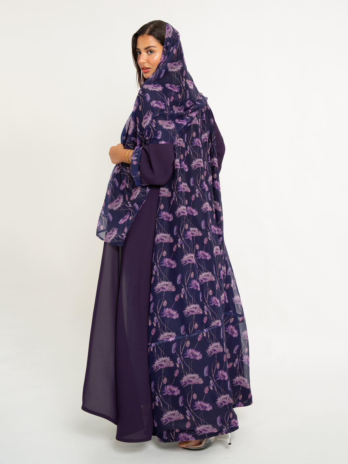 Purple Bloom A-Cut Abaya