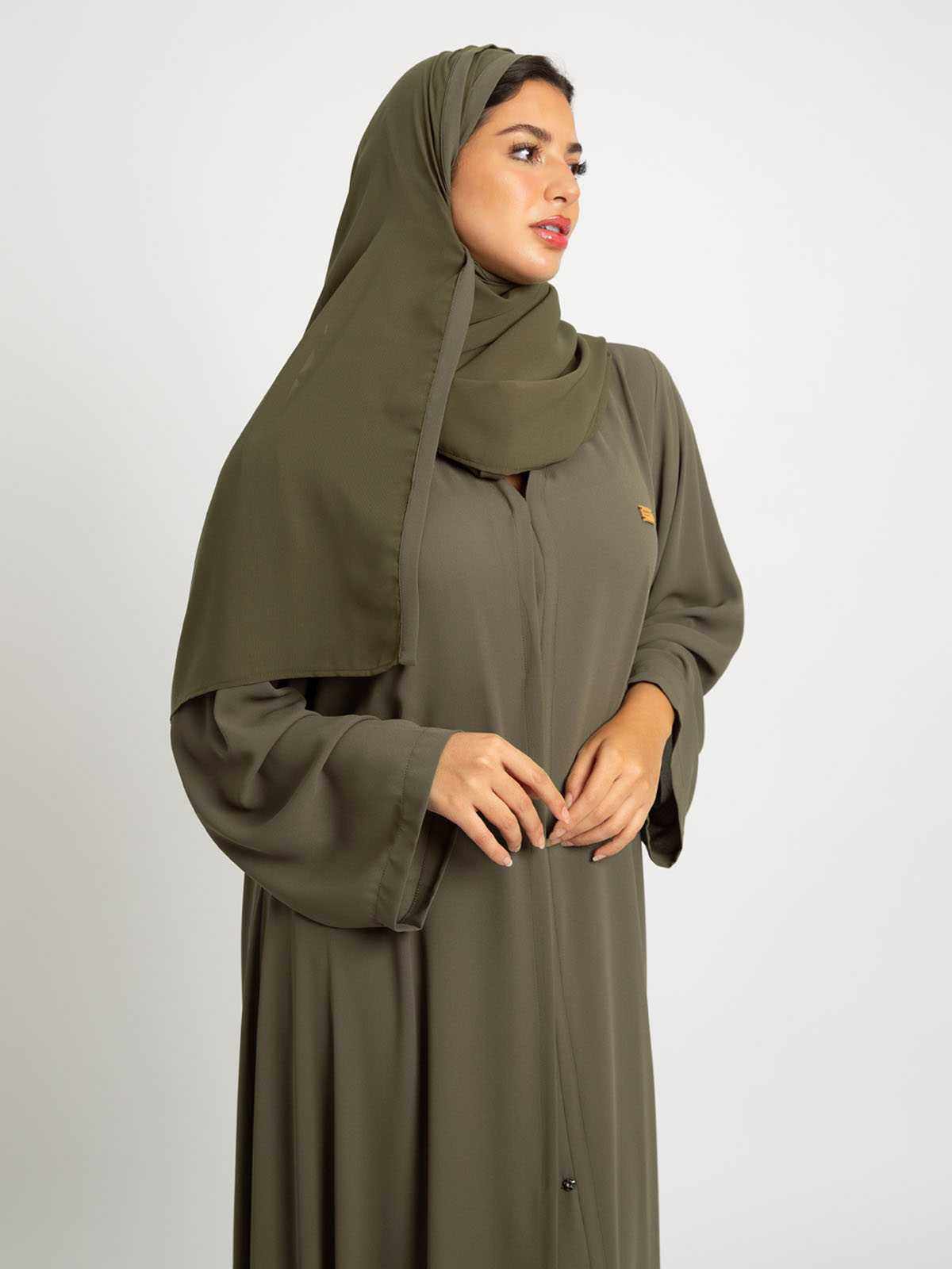 Olive Closed A-Cut Abaya