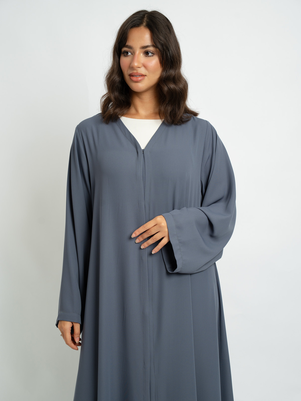 Gray - Closed A-Cut Abaya