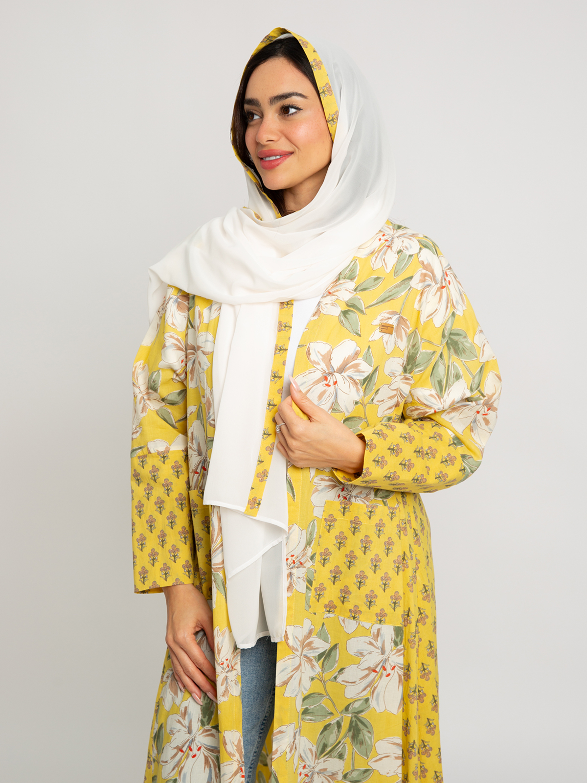 Yellow Daisy Day A-Cut Abaya