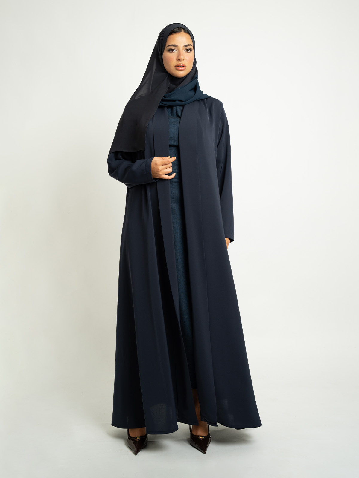Navy A-Cut with Collar Abaya