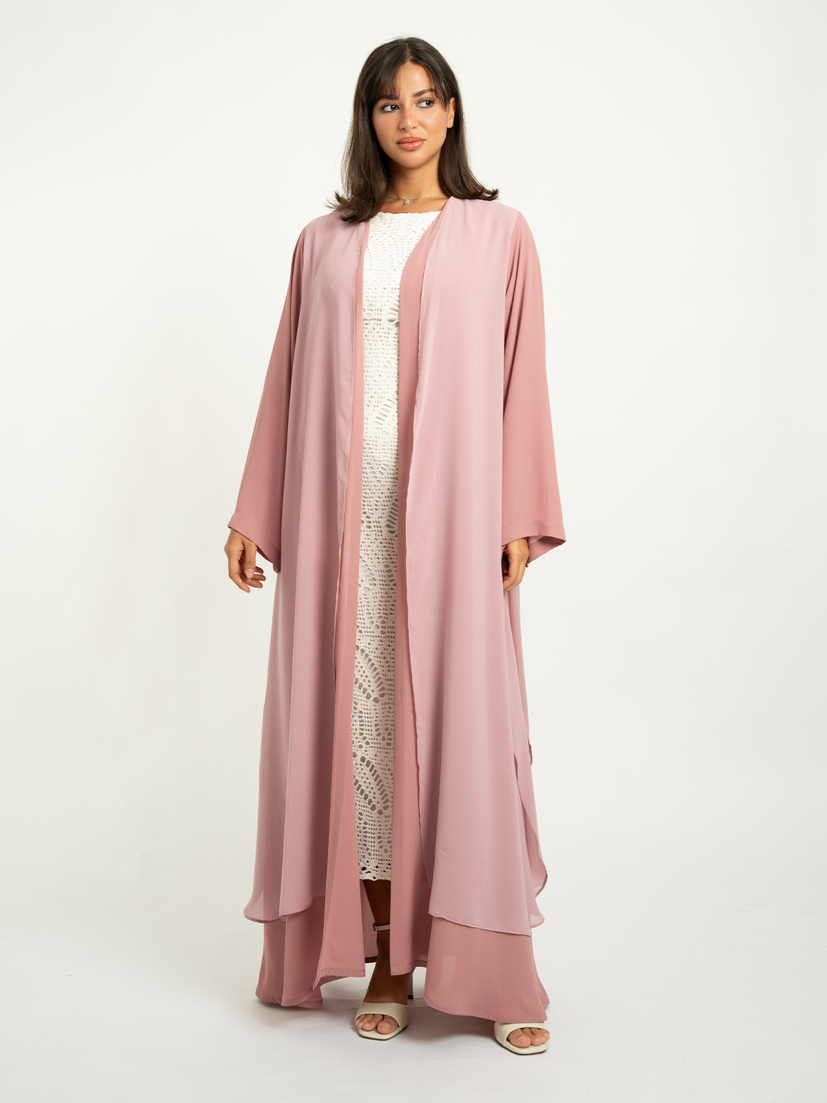 Pink Petal Layers A-Cut Abaya 