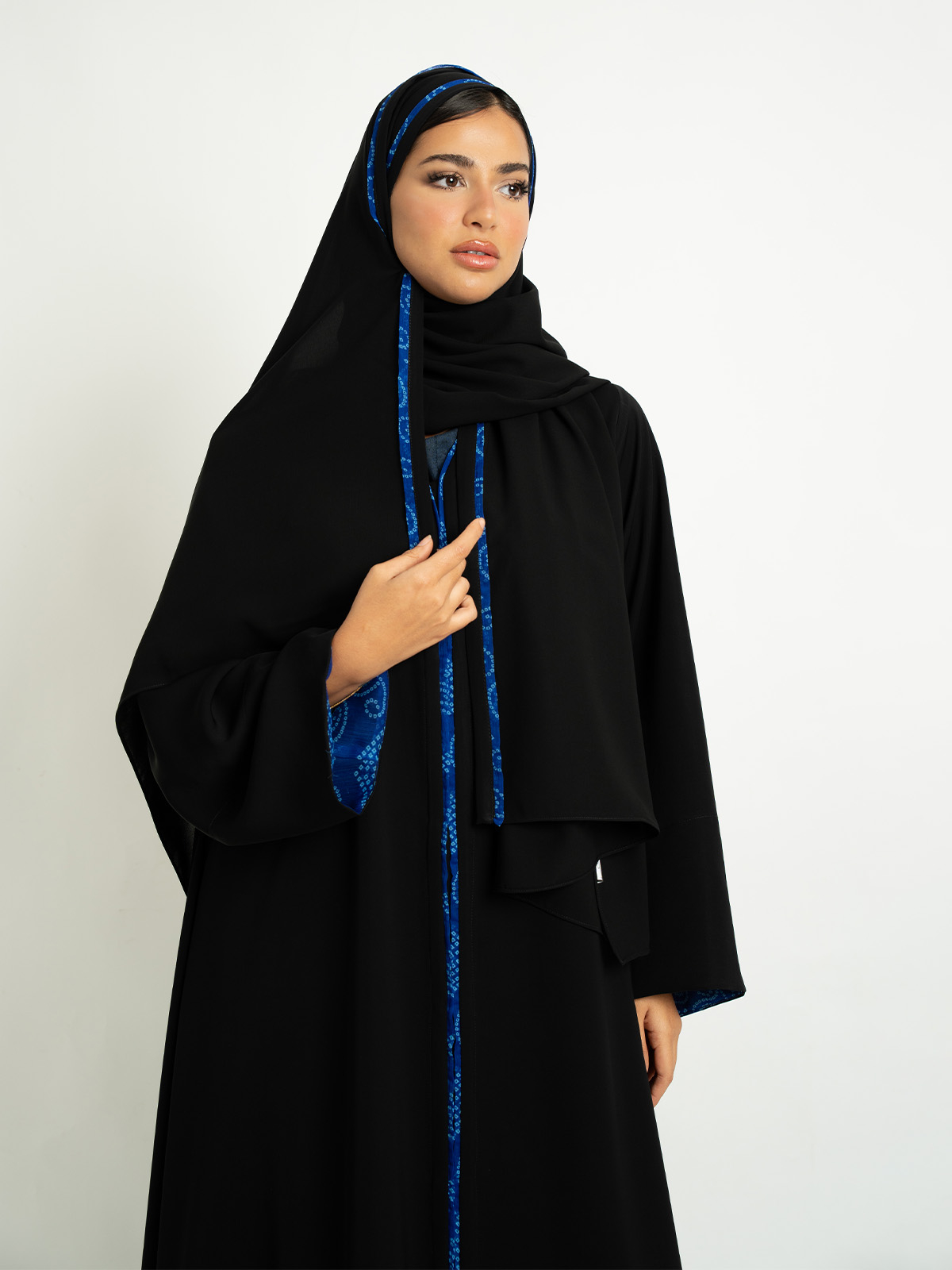 Black Indigo Orbit Closed A-Cut Abaya