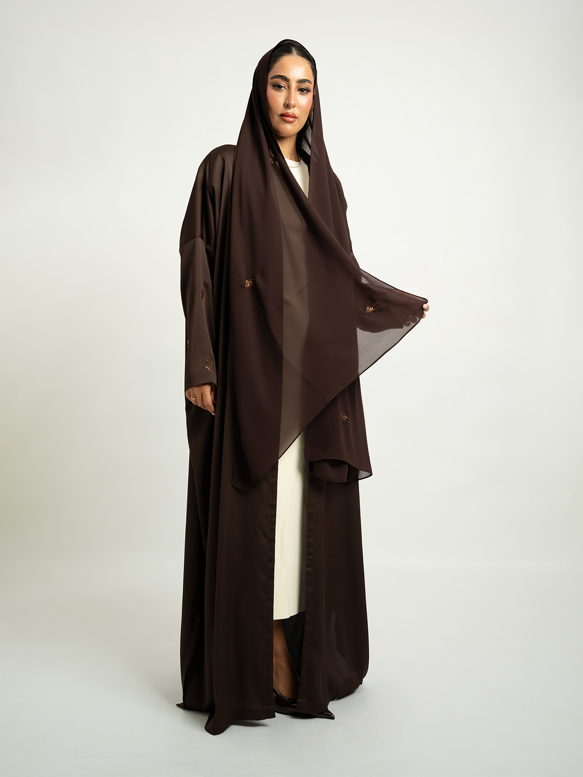 Brown Khayal Wide-fit Tight Sleeves Abaya