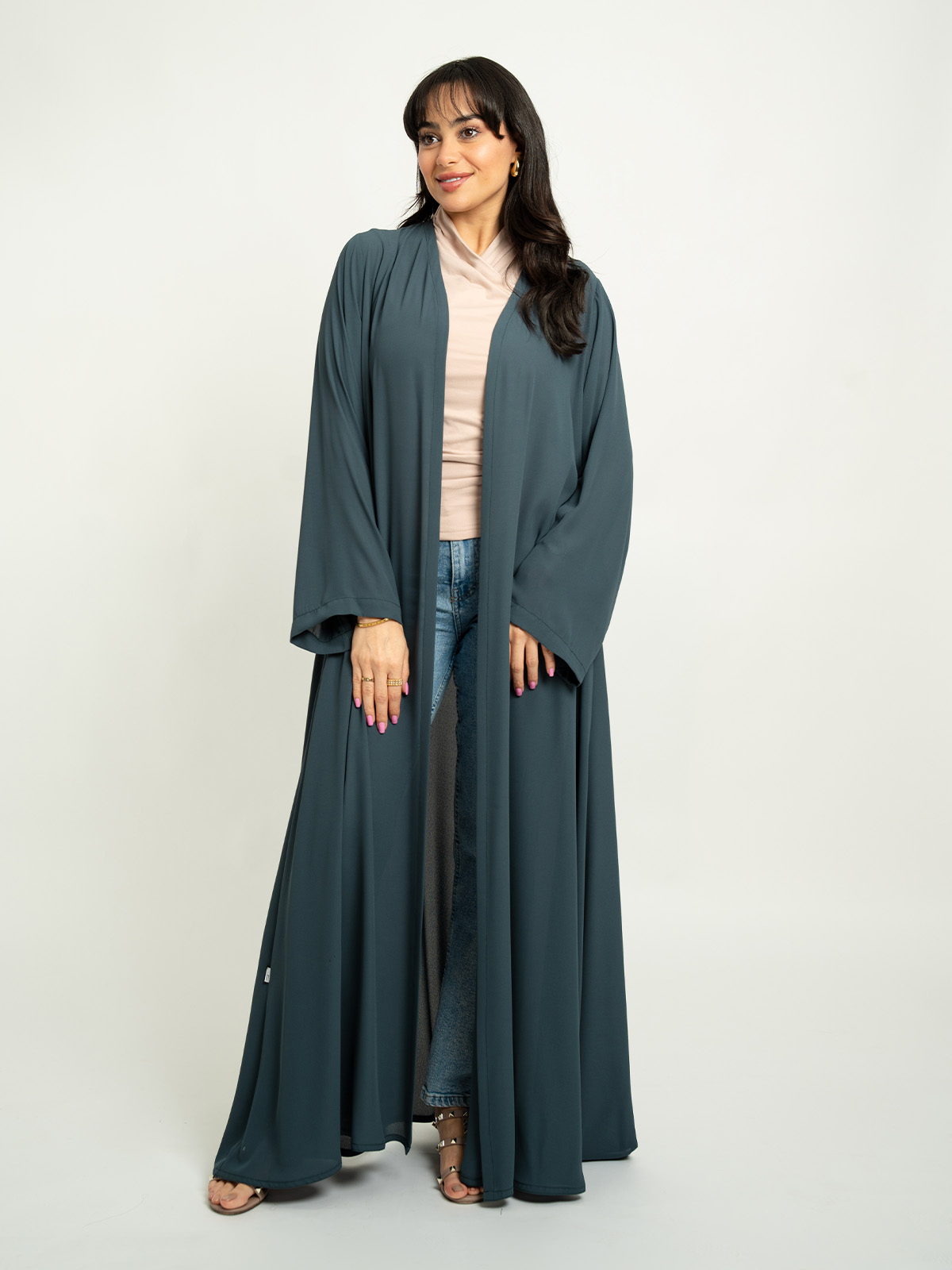Pale Green Open A-Cut Abaya