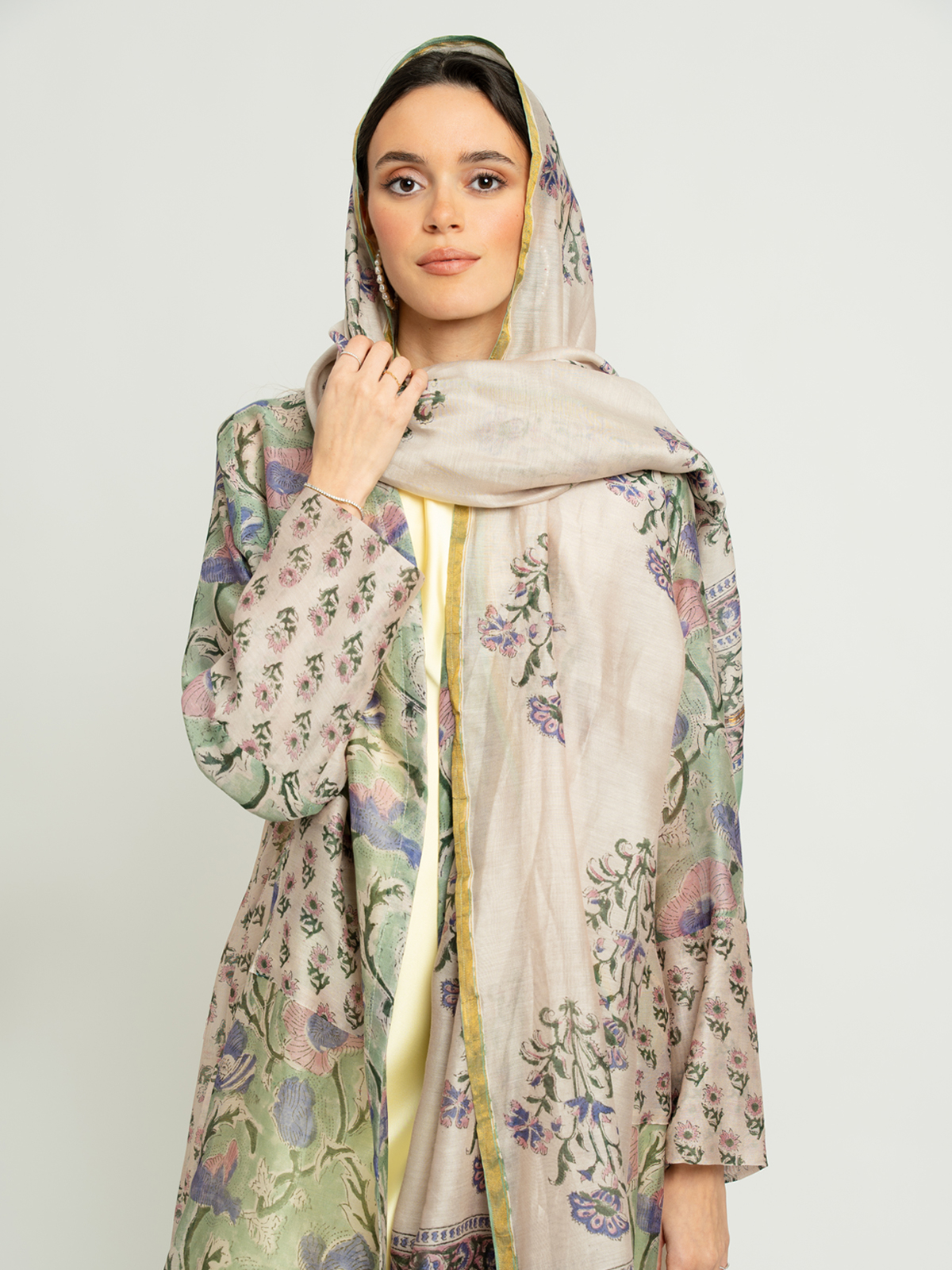 Green Sol Bloom A-Cut Abaya