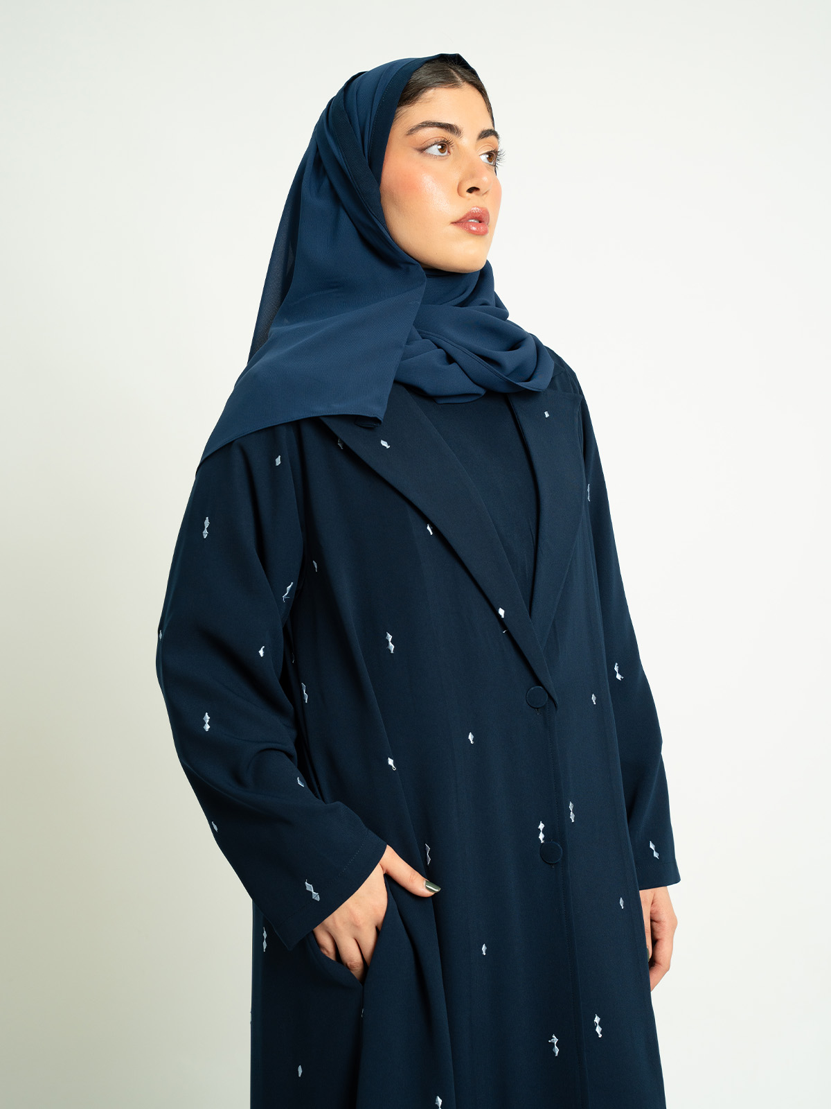Diamonds Navy Wrap Suit A-Cut Abaya