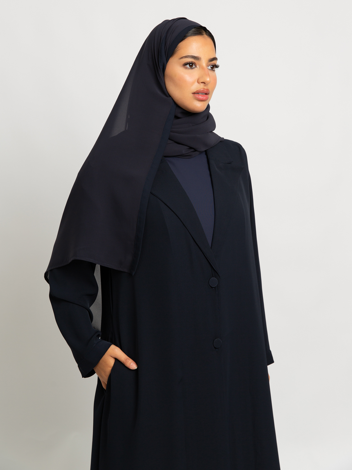 Navy Wrap Suit A-Cut Abaya
