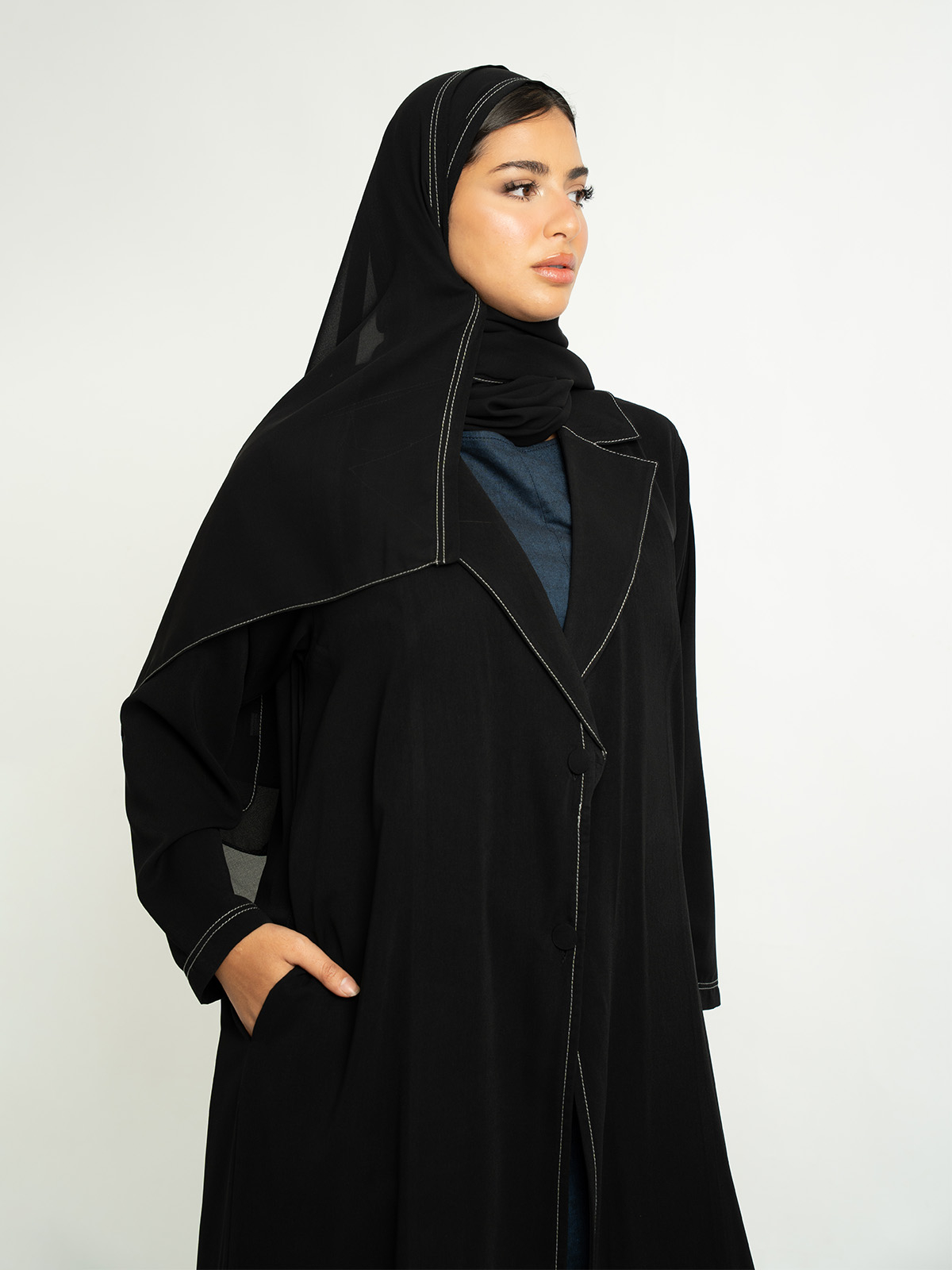 Black Abstract Suit Reguler Cut Abaya