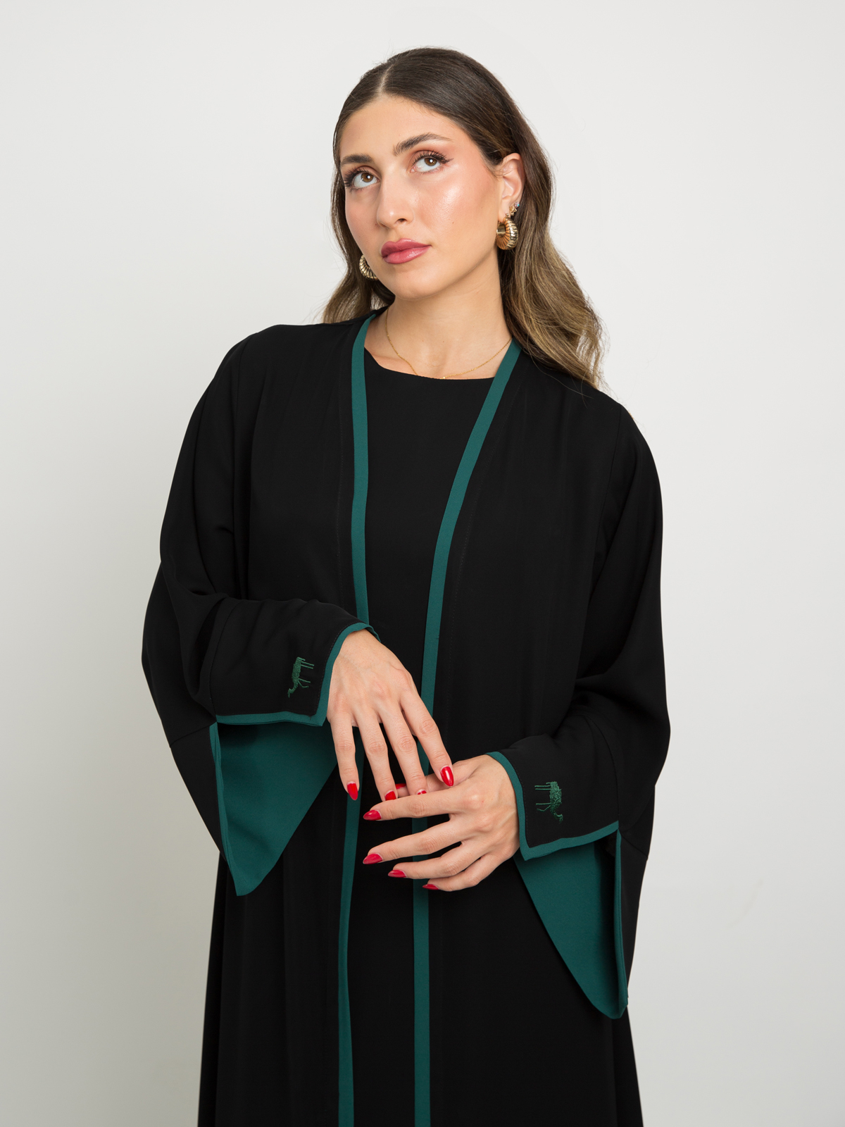 The Camel Black & Green Abaya Matching Set