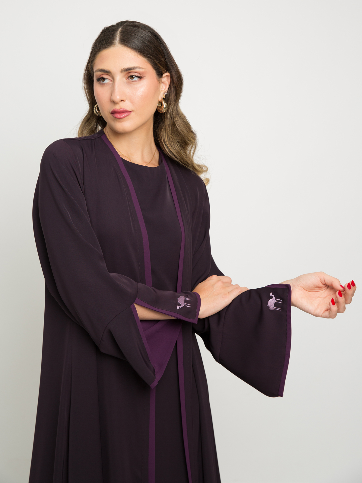 The Camel Purple & Mauve Abaya Matching Set